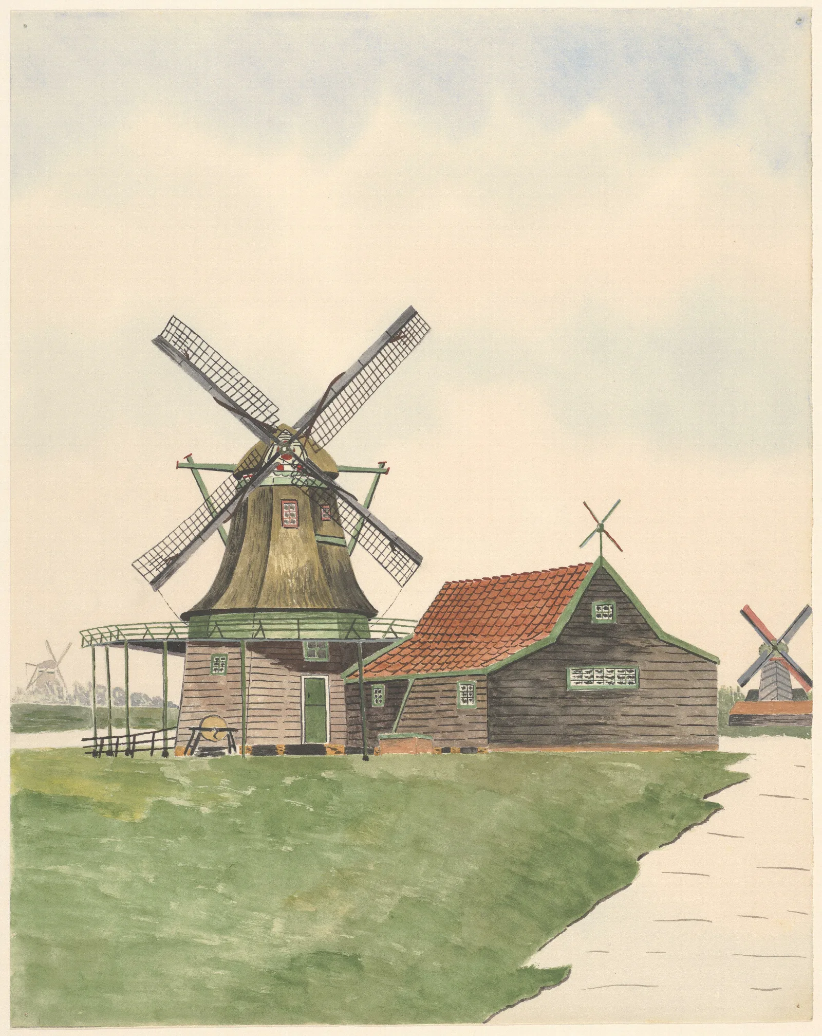 Molens Oliemolen De Olievos Aan De Papenpadsloot Gesloopt 1878 Wall Art by Johannes Nicolaas Eijman - Canvas Print