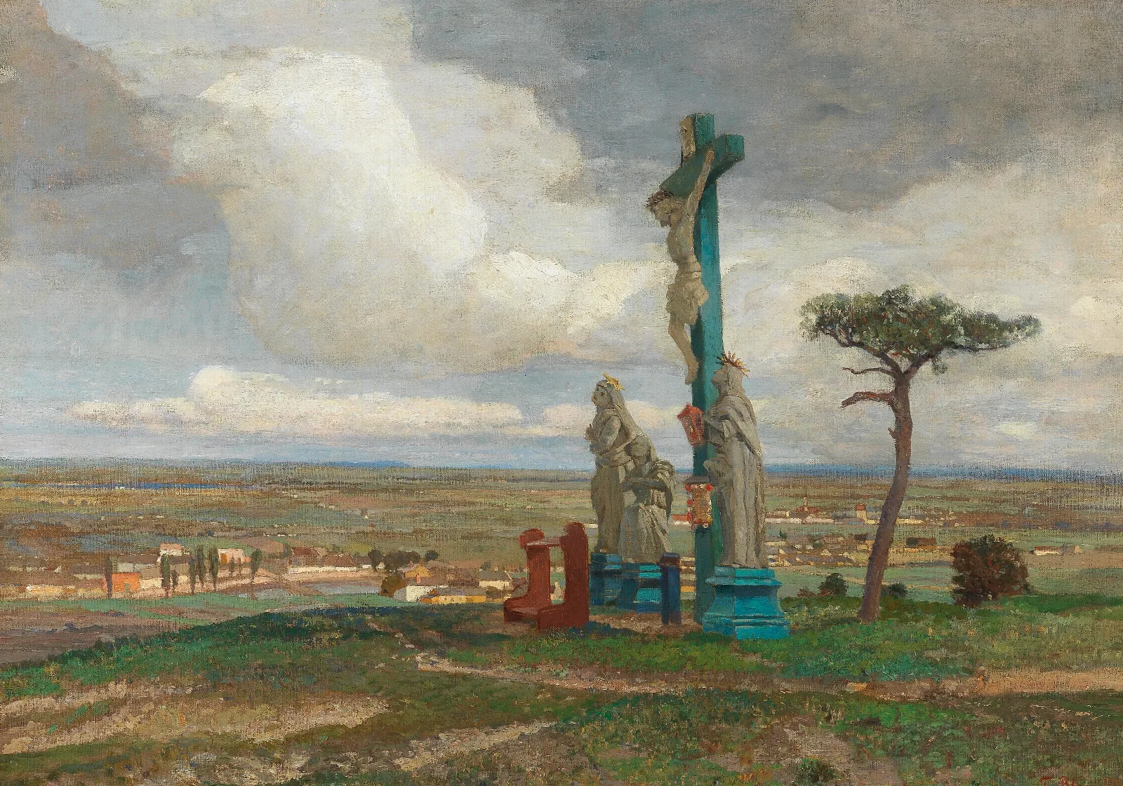 A Calvary Group On The Hochberg Near Perchtoldsdorf Wall Art by Tina Blau - Canvas Print