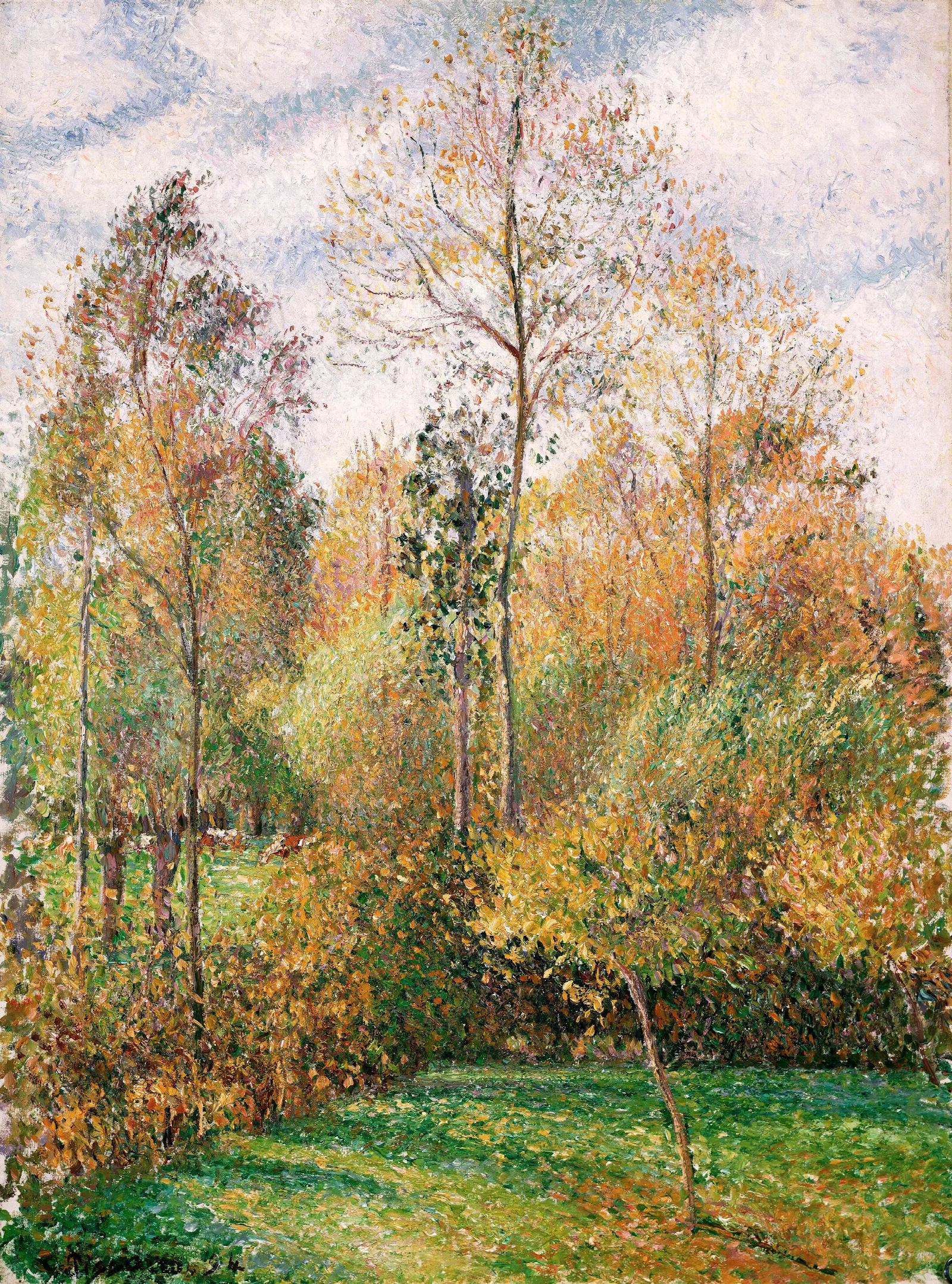Automne Peupliers Eragny Autumn Poplars Eragny Wall Art by Camille Pissarro - Canvas Print