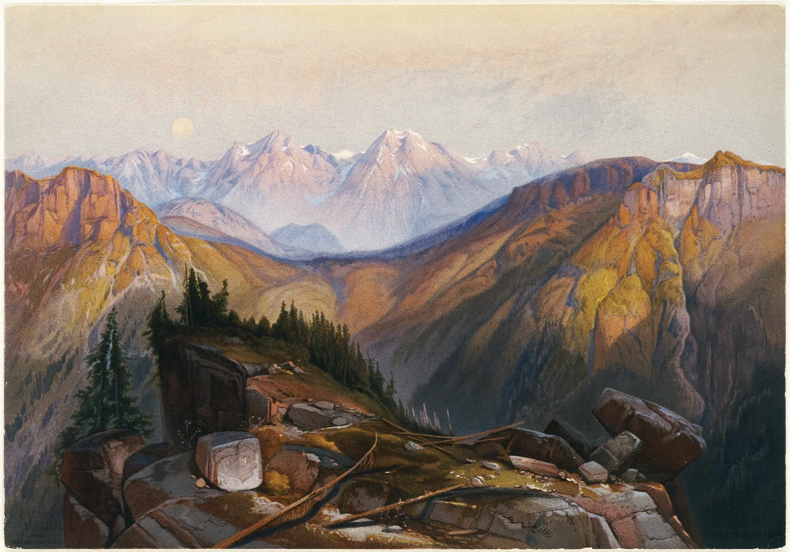 Lower Yellowstone Range Wall Art by Thomas Moran - Canvas Print