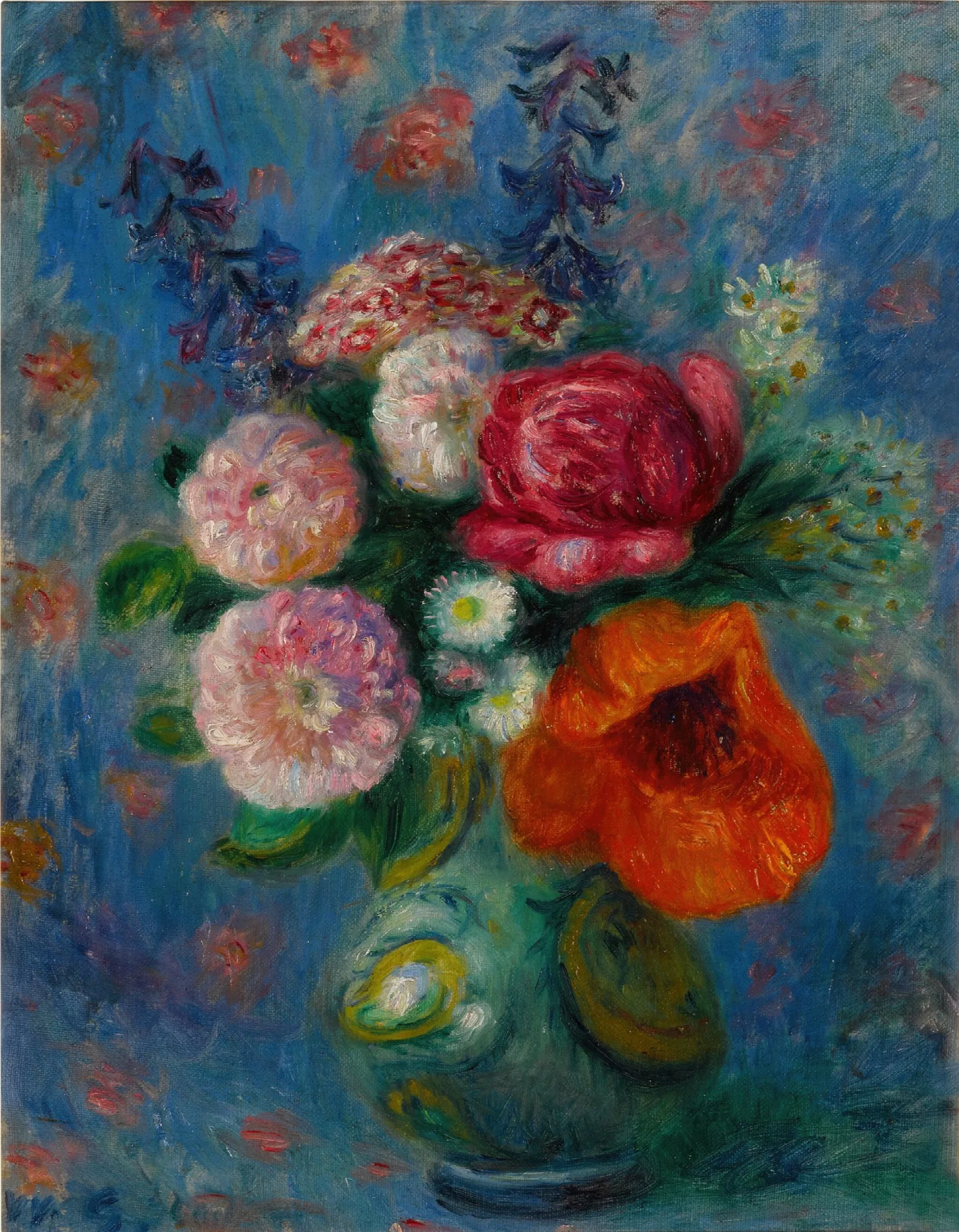 Bouquet With Poppy Wall Art by William James Glackens - Canvas Print