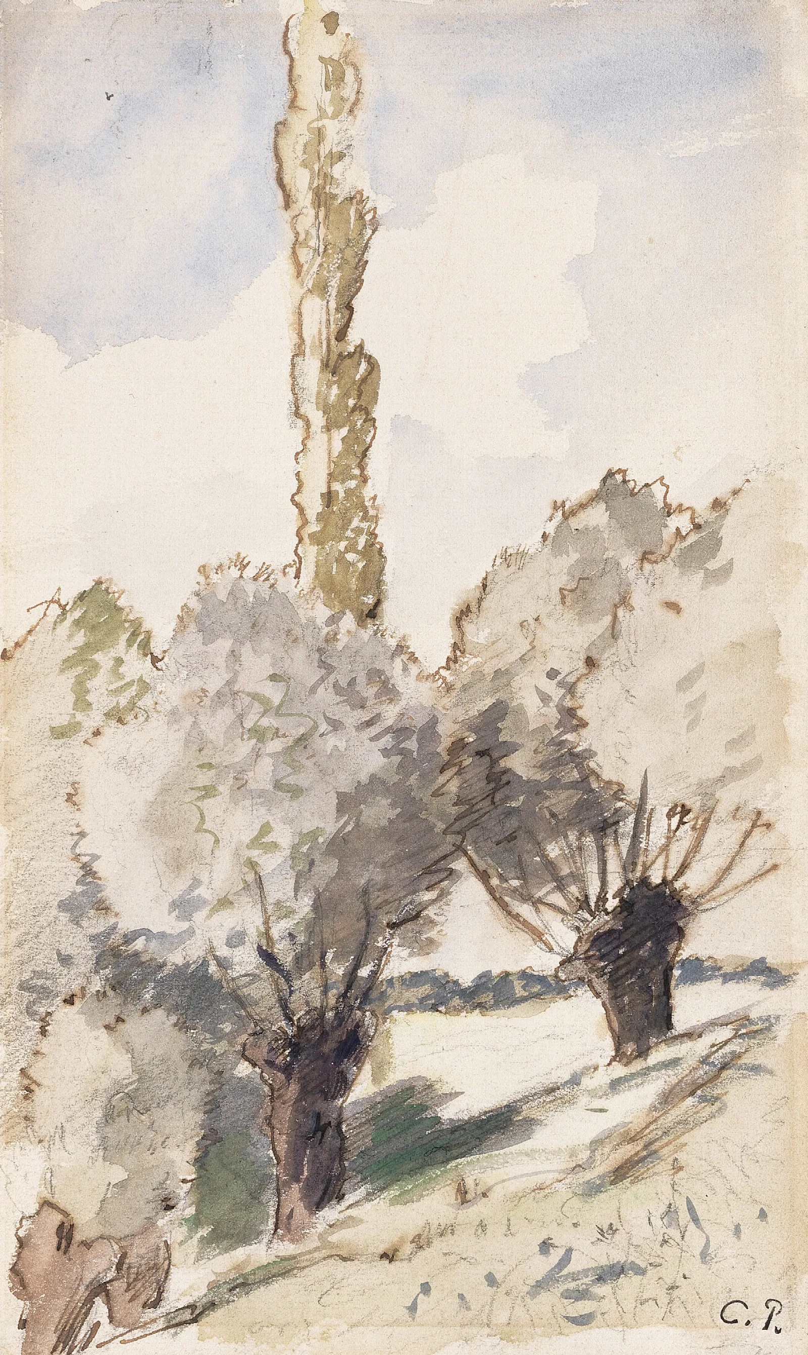 Paysage Aux Arbres Wall Art by Camille Pissarro - Canvas Print