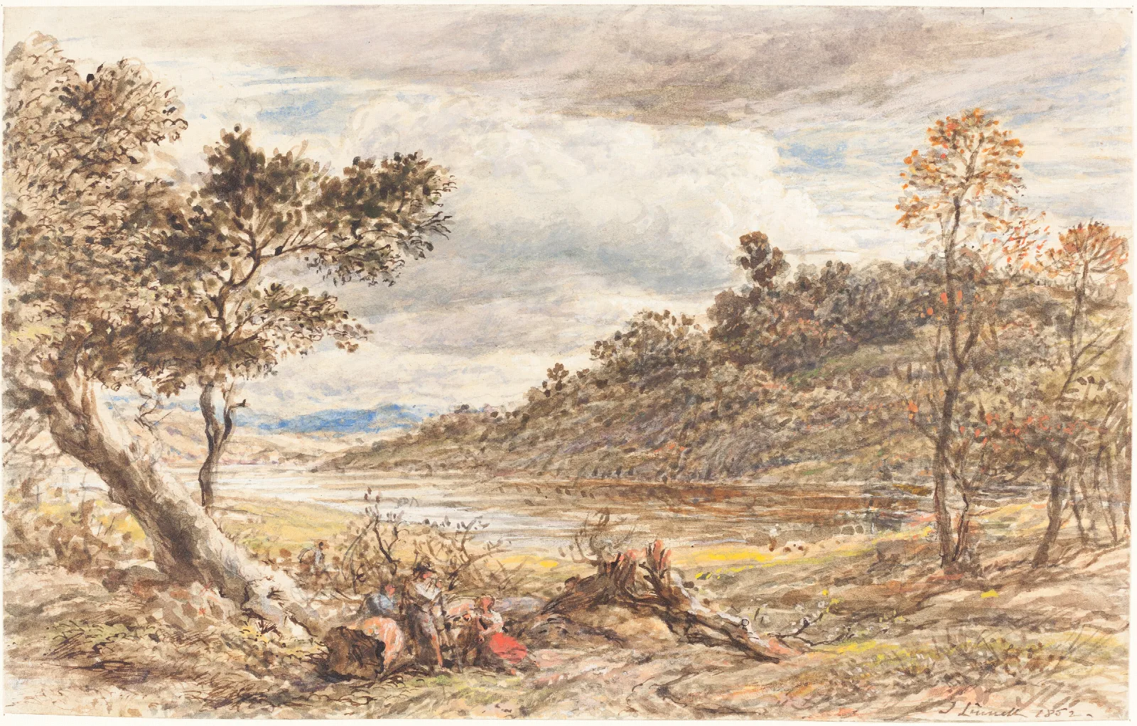 Travelers Resting By A Fallen Tree Wall Art by John Linnell - Canvas Print