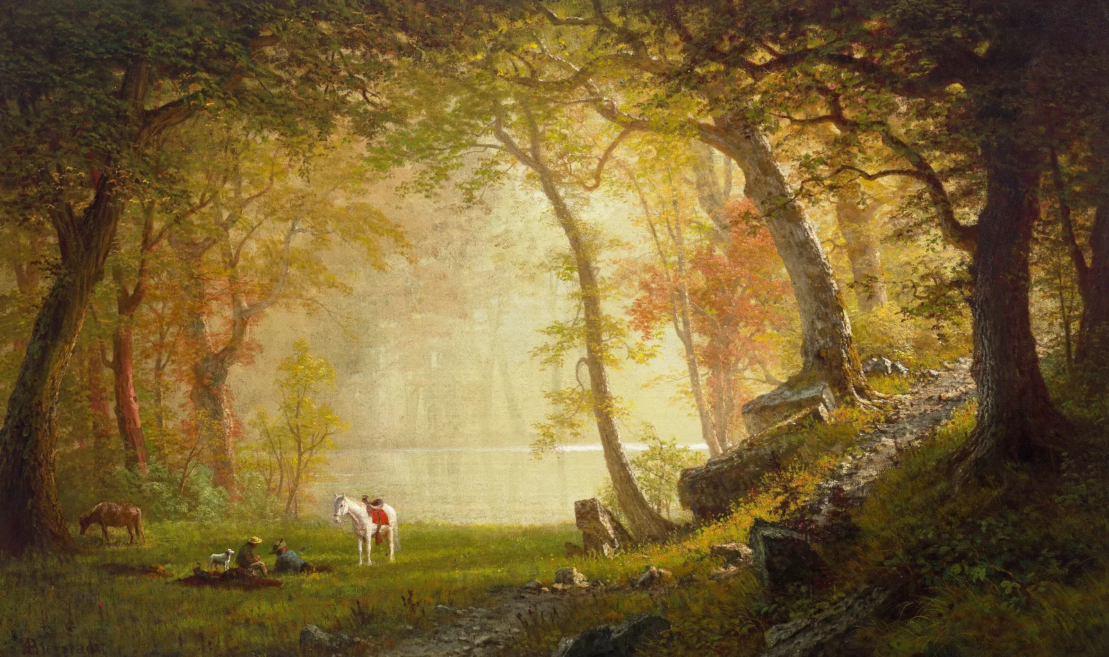 A Rest On The Ride Wall Art by Albert Bierstadt - Canvas Print