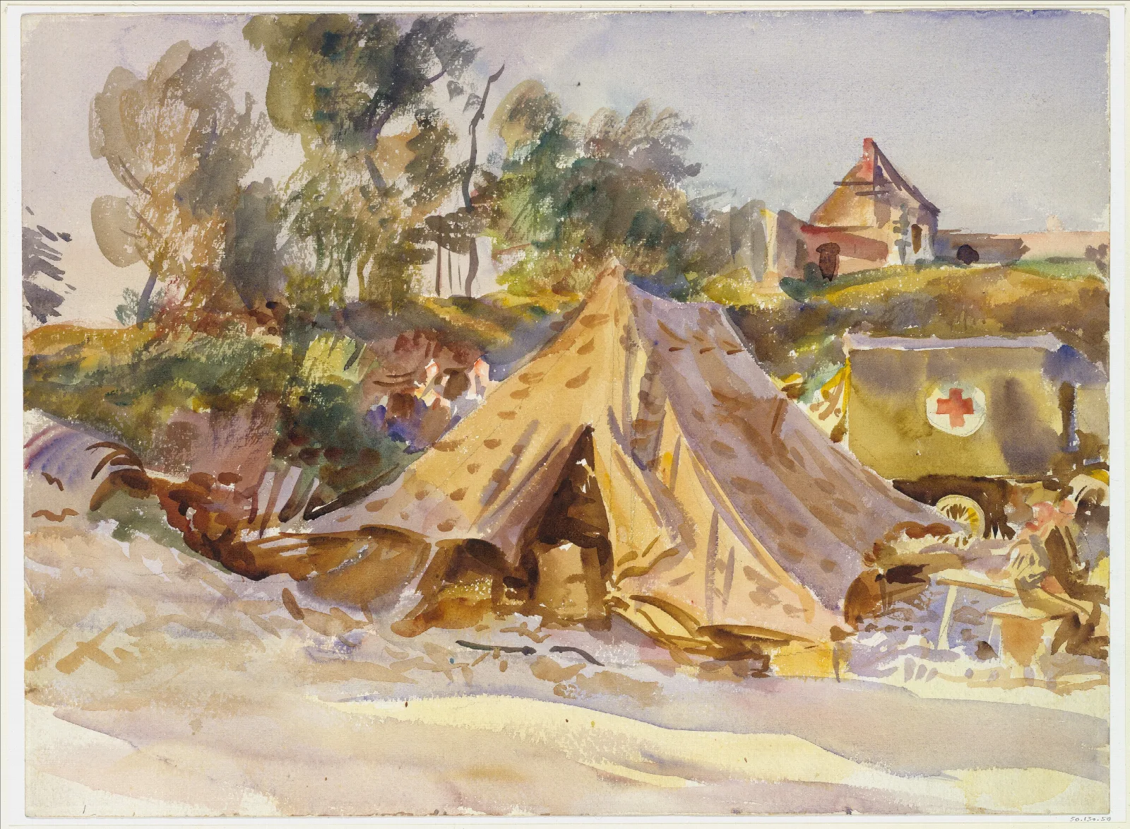 Camp With Ambulance Wall Art by John Singer Sargent - Canvas Print