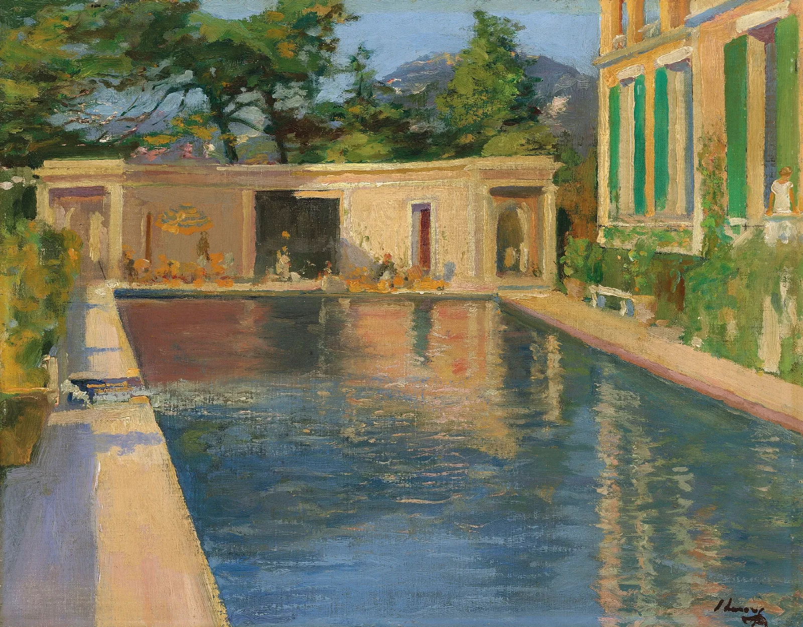 Swimming Pool Southern France Wall Art by Sir John Lavery - Canvas Print