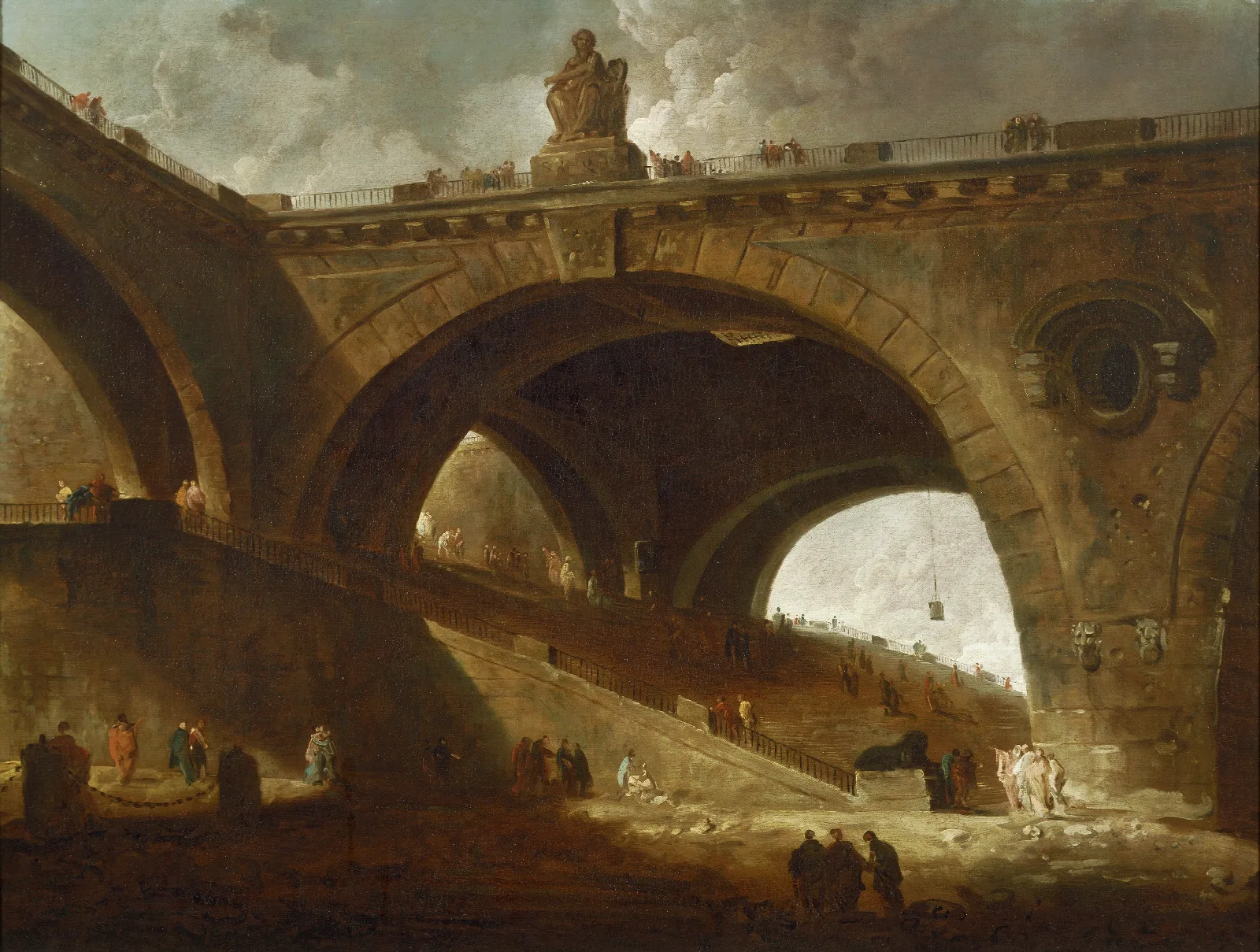 The Old Bridge Wall Art by Hubert Robert - Canvas Print