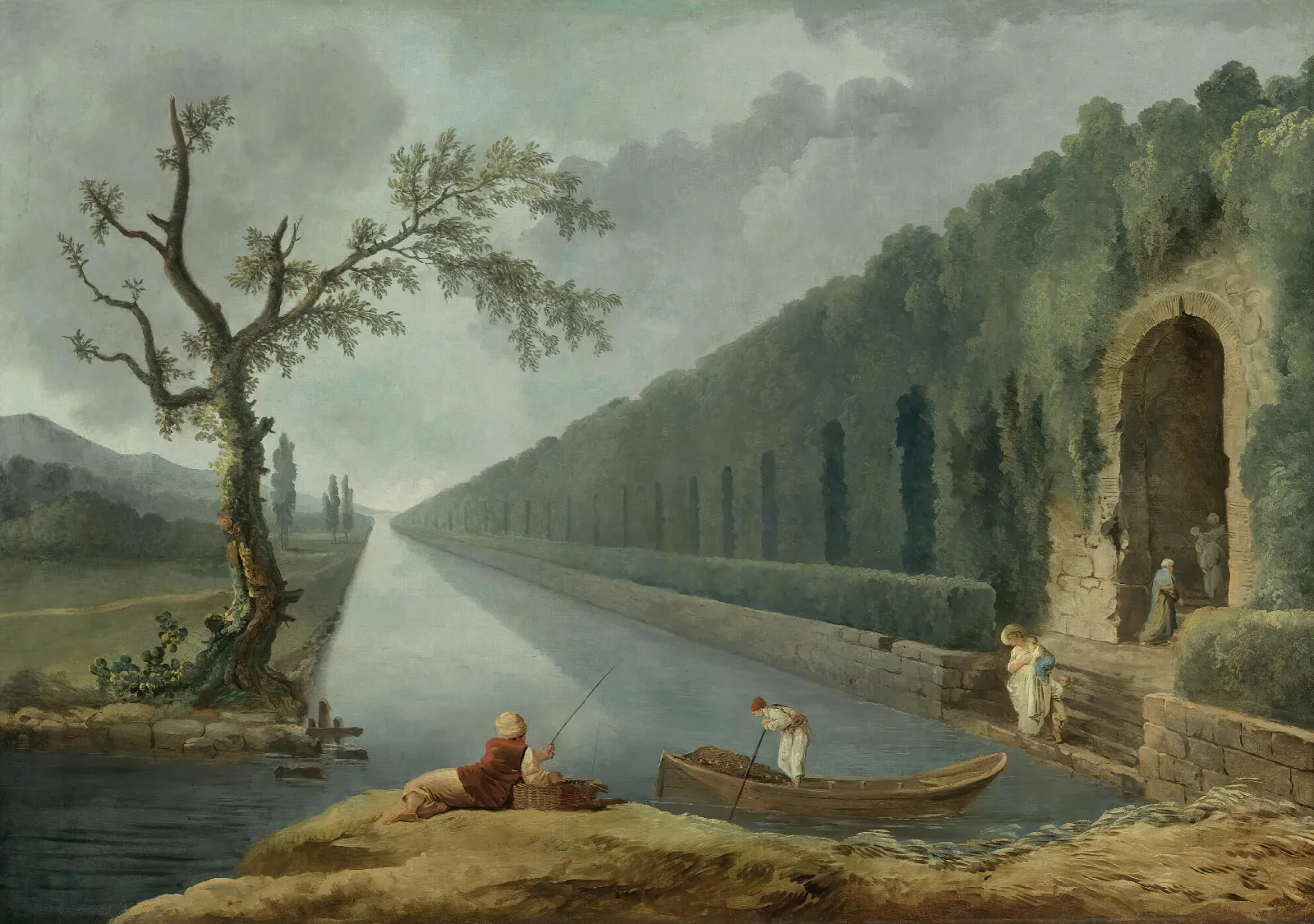 Garden Scene With A Canal Wall Art by Hubert Robert - Canvas Print