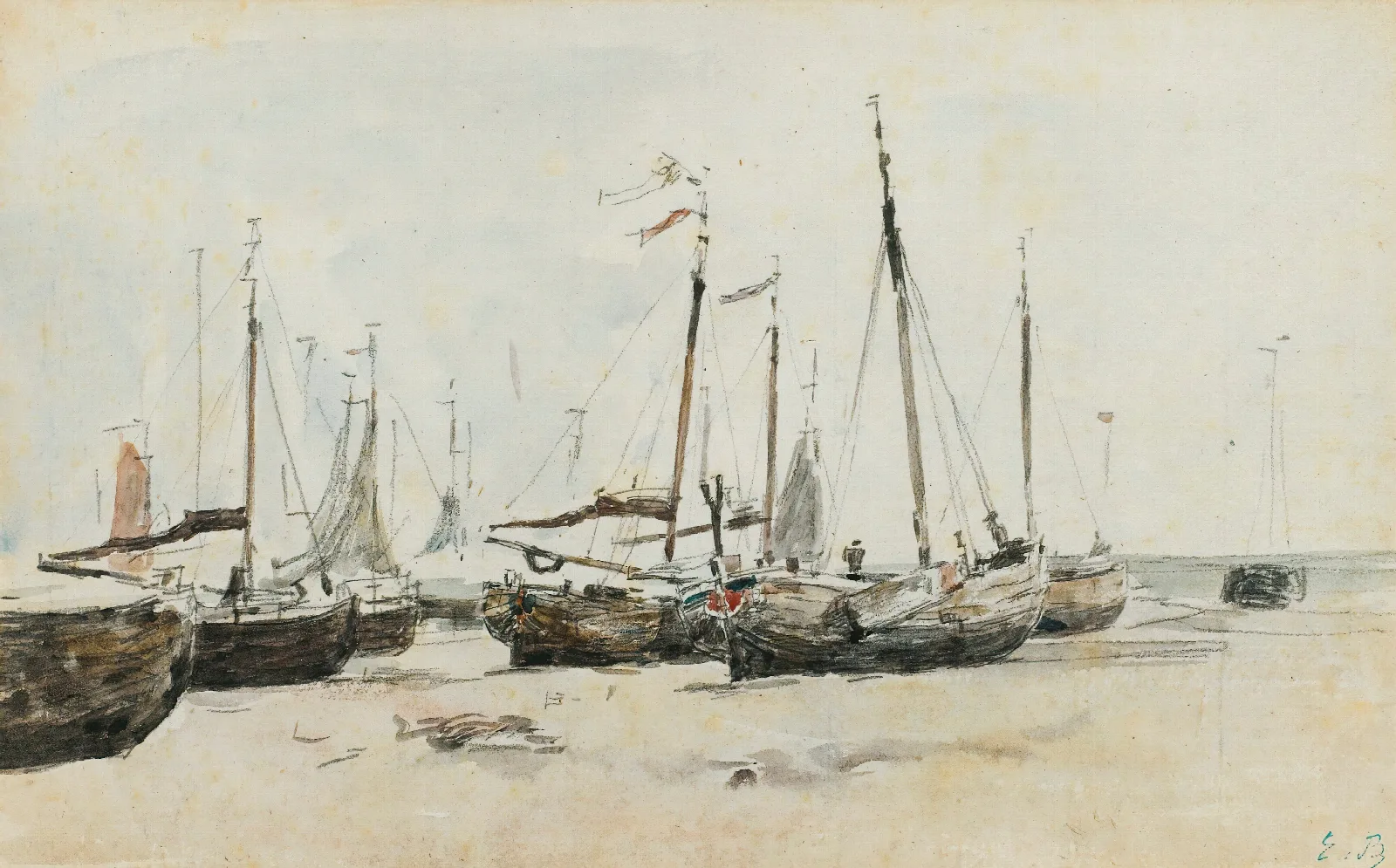 Les Bateaux Wall Art by Eugène Boudin - Canvas Print