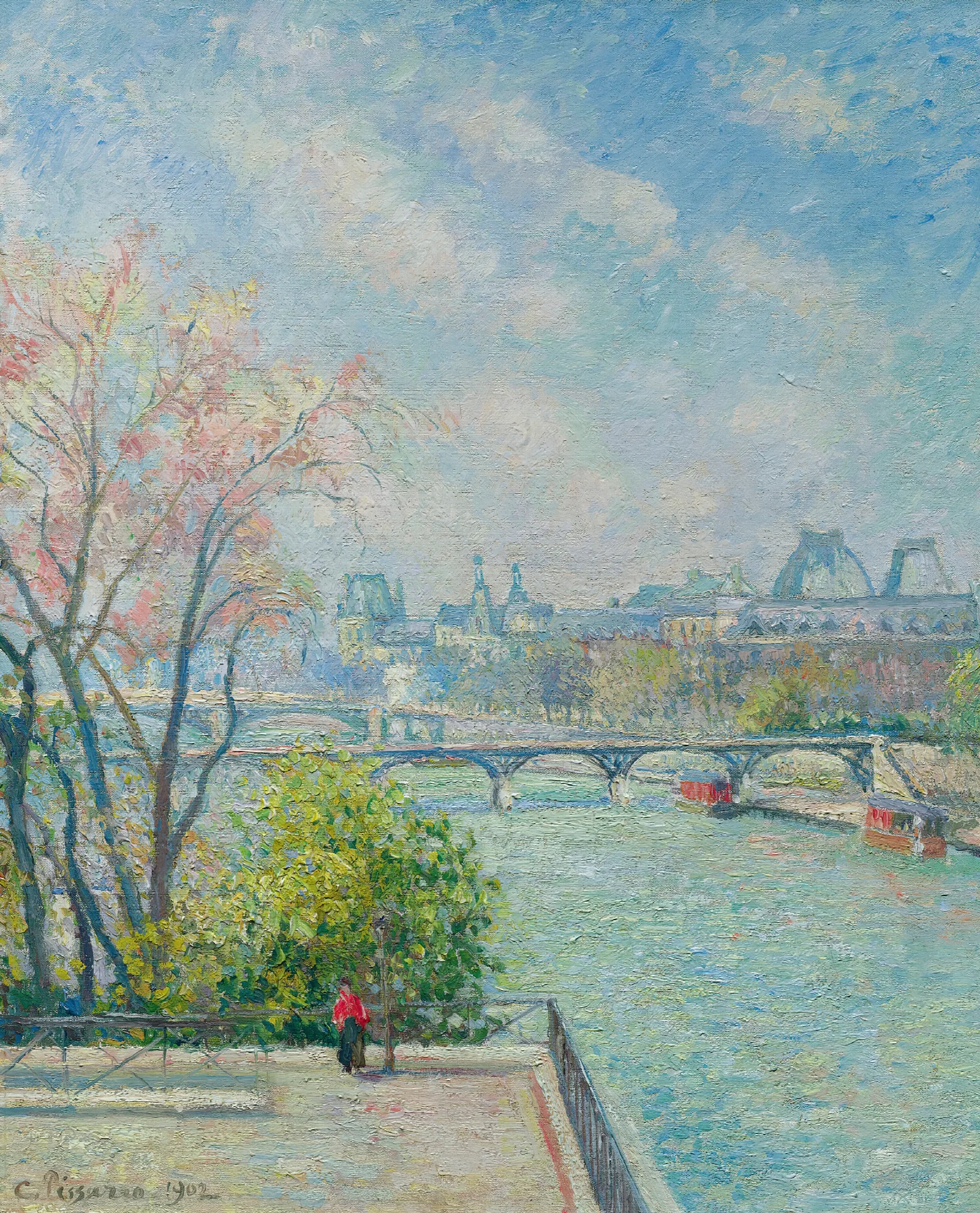 Le Louvre Matin Printemps by Camille Pissarro - Canvas Print