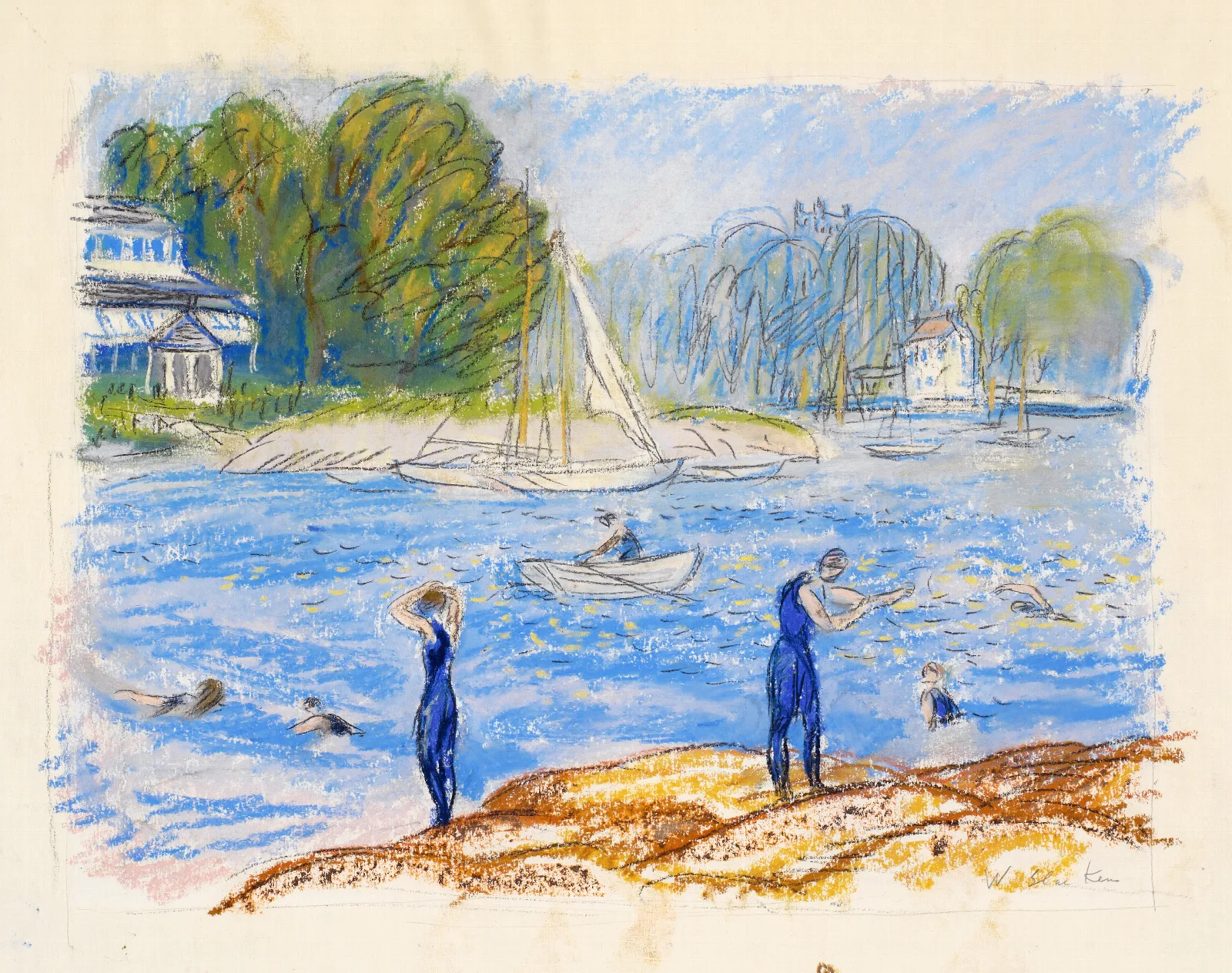 Bathers Annisquam Wall Art by William James Glackens - Canvas Print