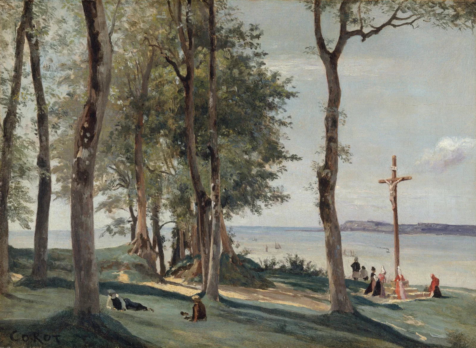 Honfleur Calvary Wall Art by Jean-Baptiste-Camille Corot - Canvas Print