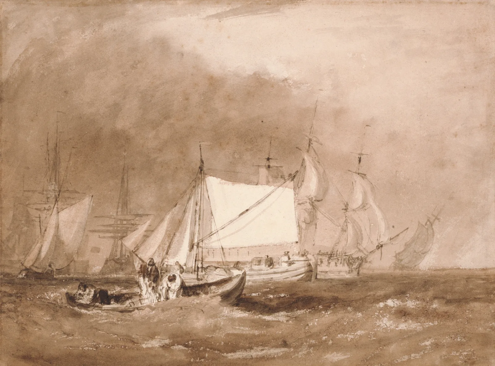 Shipping Scene With Fishermen Wall Art by Joseph Mallord William Turner - Canvas Print