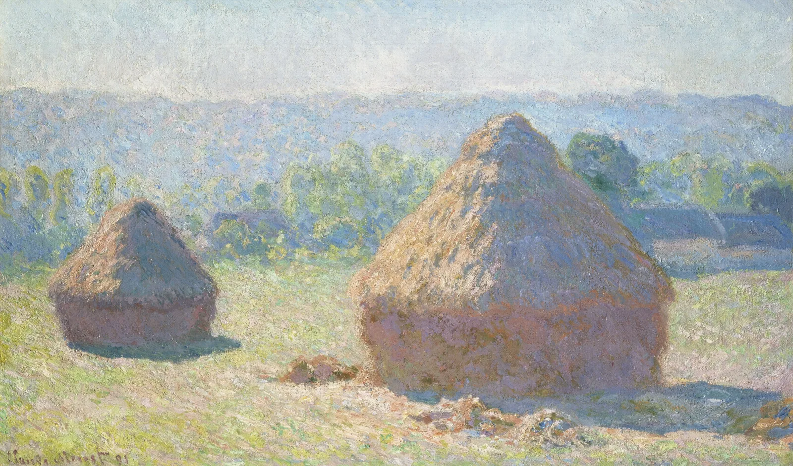 Haystacks End Of Summer Wall Art by Claude Monet - Canvas Print