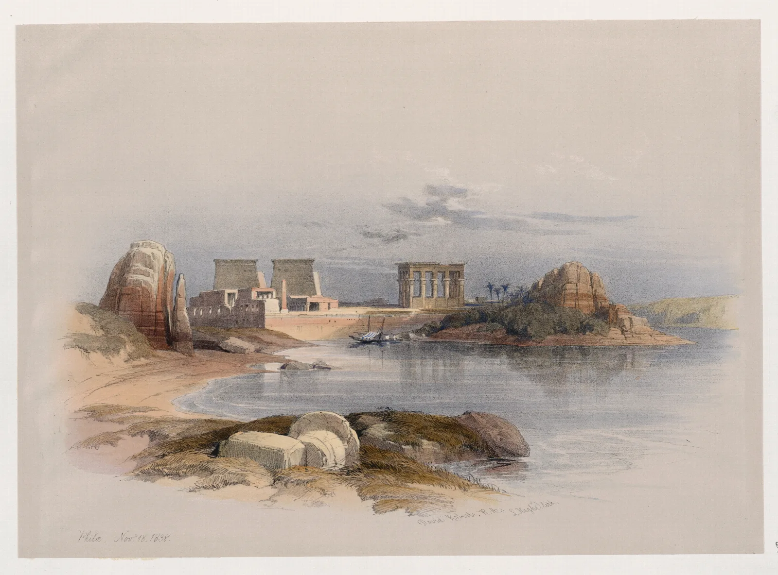 Philae Nov 18 1838 Wall Art by David Roberts - Canvas Print