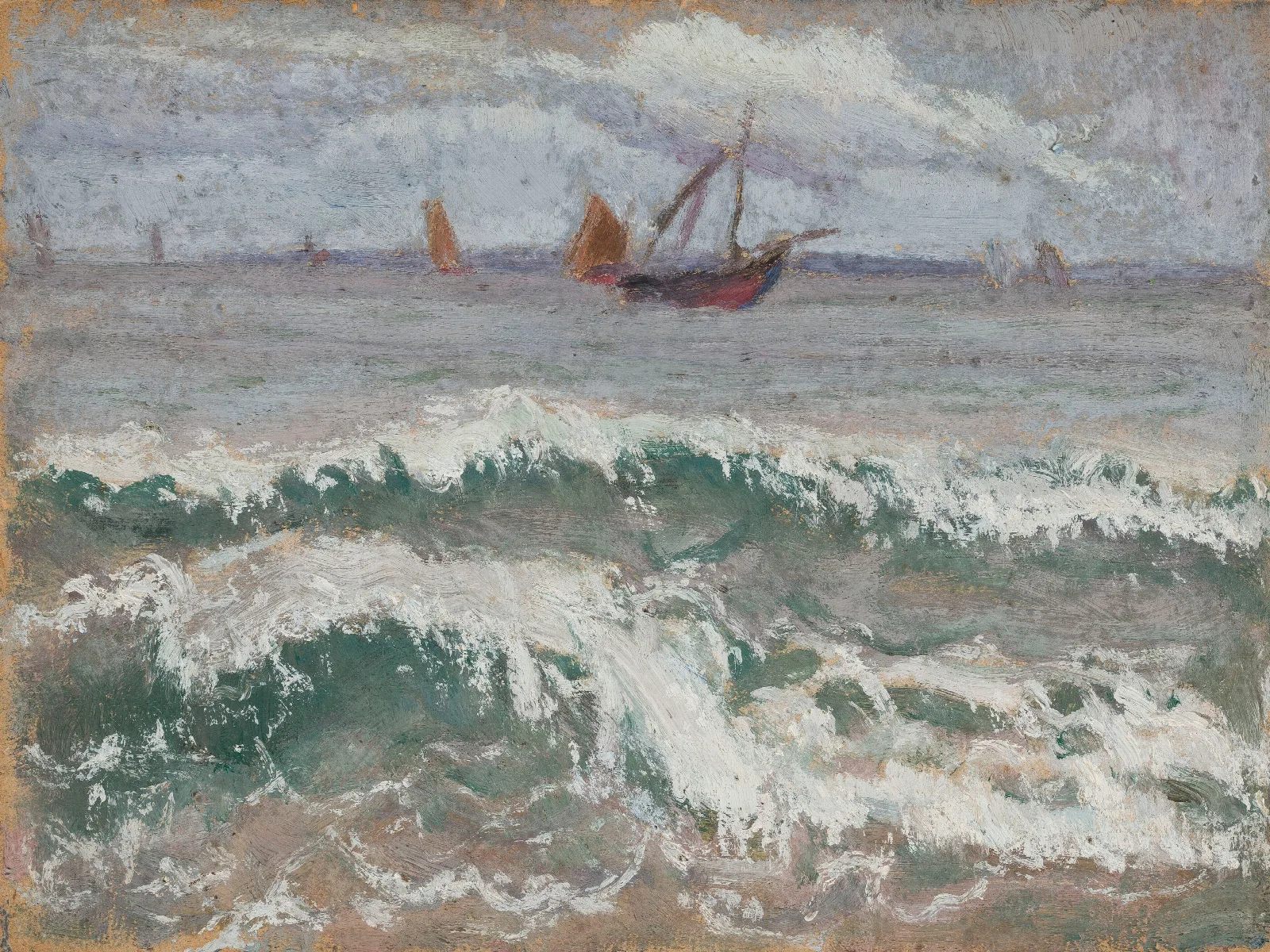 Stormy Sea With Boats Wall Art by Tadeusz Makowski - Canvas Print