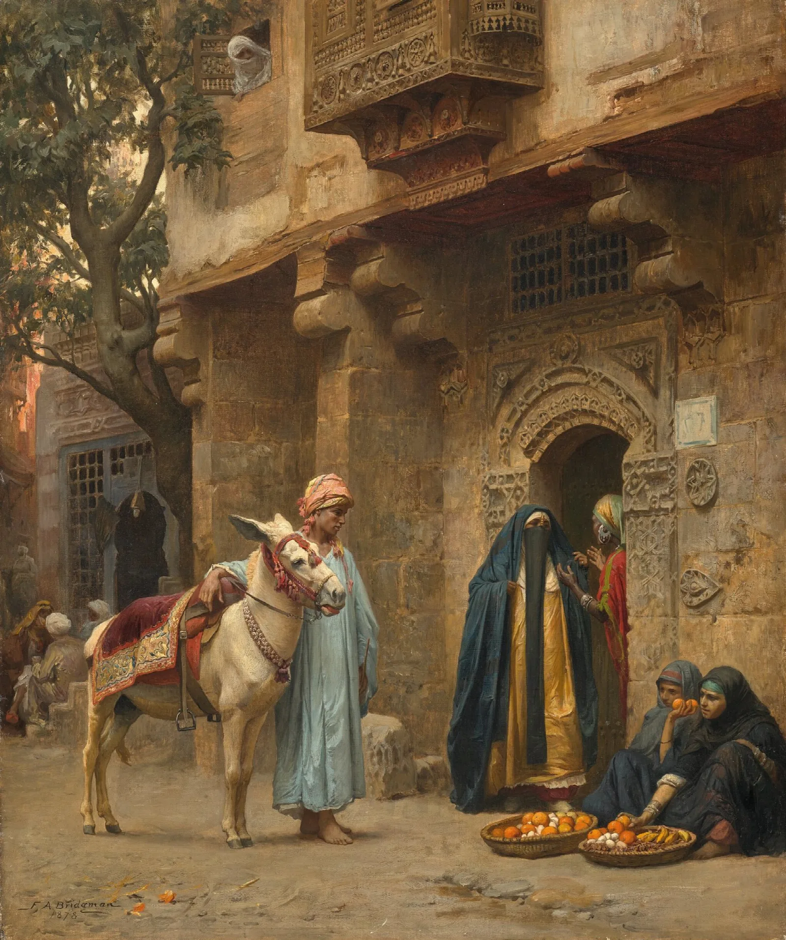 A Cairo Street Wall Art by Frederick Arthur Bridgman - Canvas Print