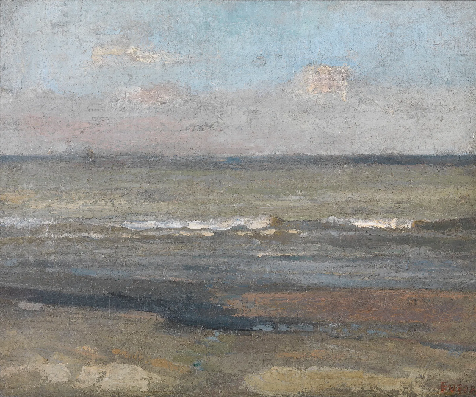 Grey Seascape Wall Art by James Ensor - Canvas Print