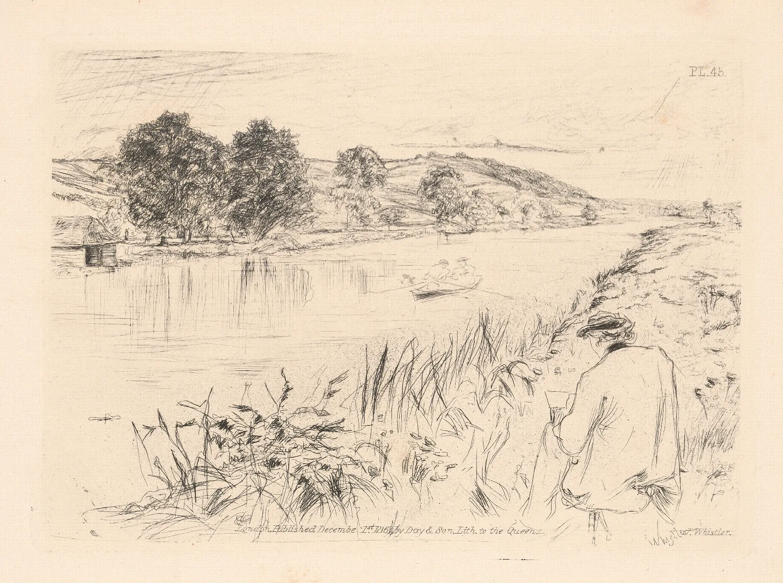 A River Scene 6 Wall Art by James Abbott McNeill Whistler - Canvas Print