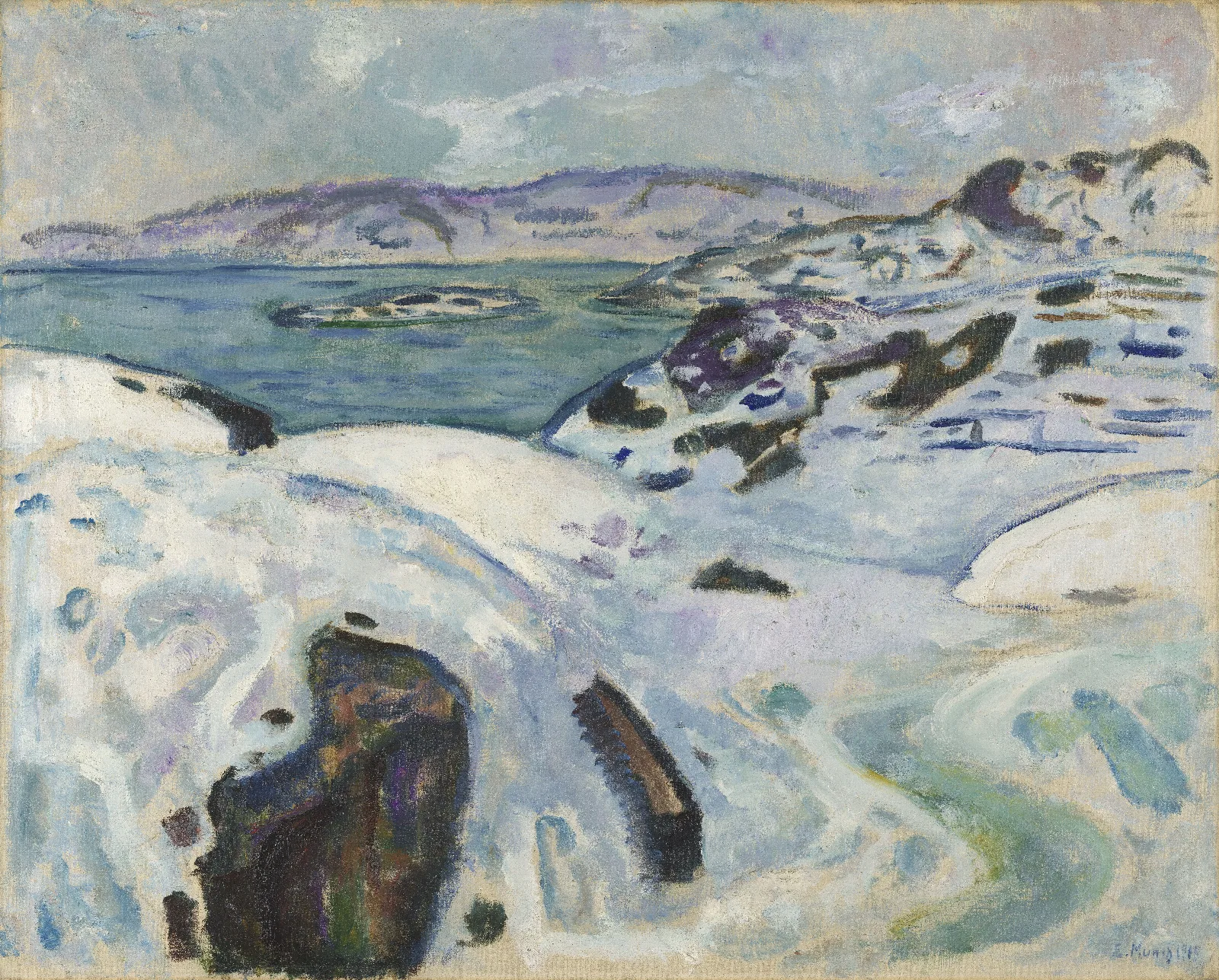 Winter On The Fiord Wall Art by Edvard Munch - Canvas Print