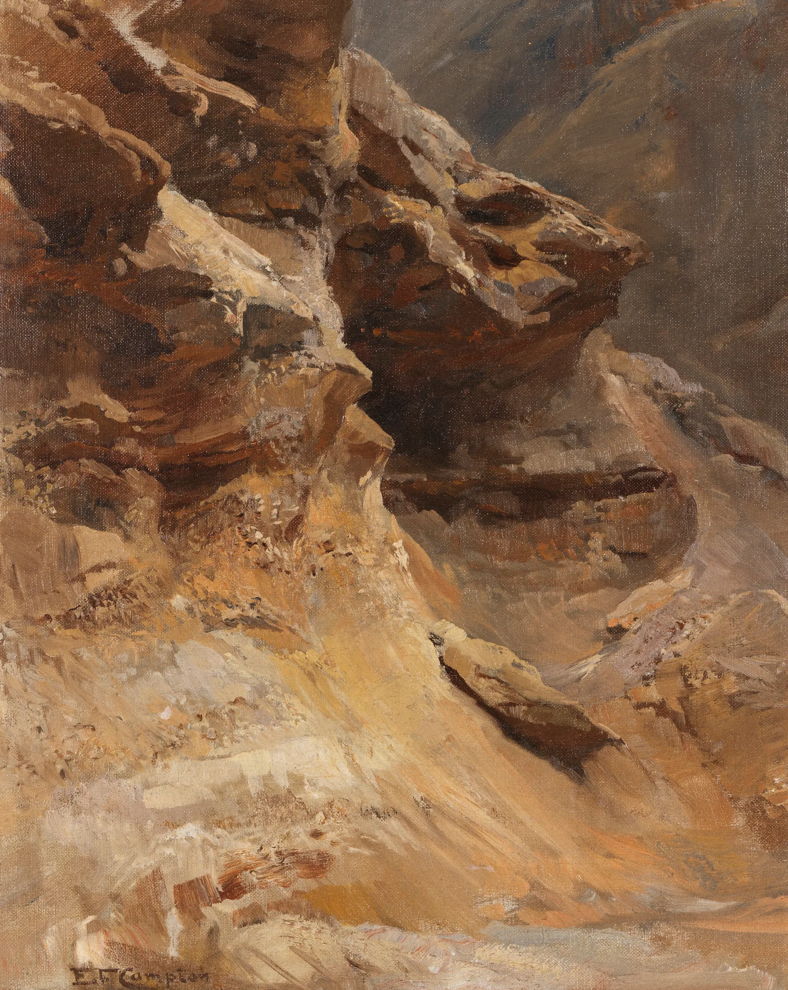 Felsenstudie 3 Wall Art by Edward Theodore Compton - Canvas Print