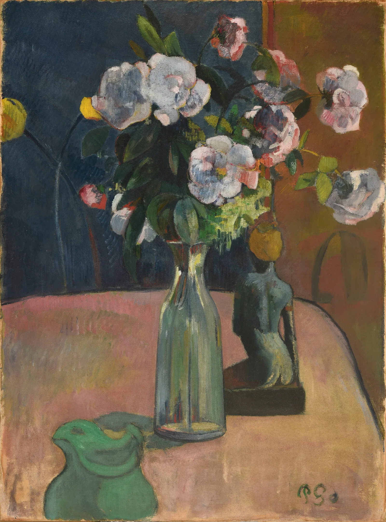 Roses Et Statuette Wall Art by Paul Gauguin - Canvas Print