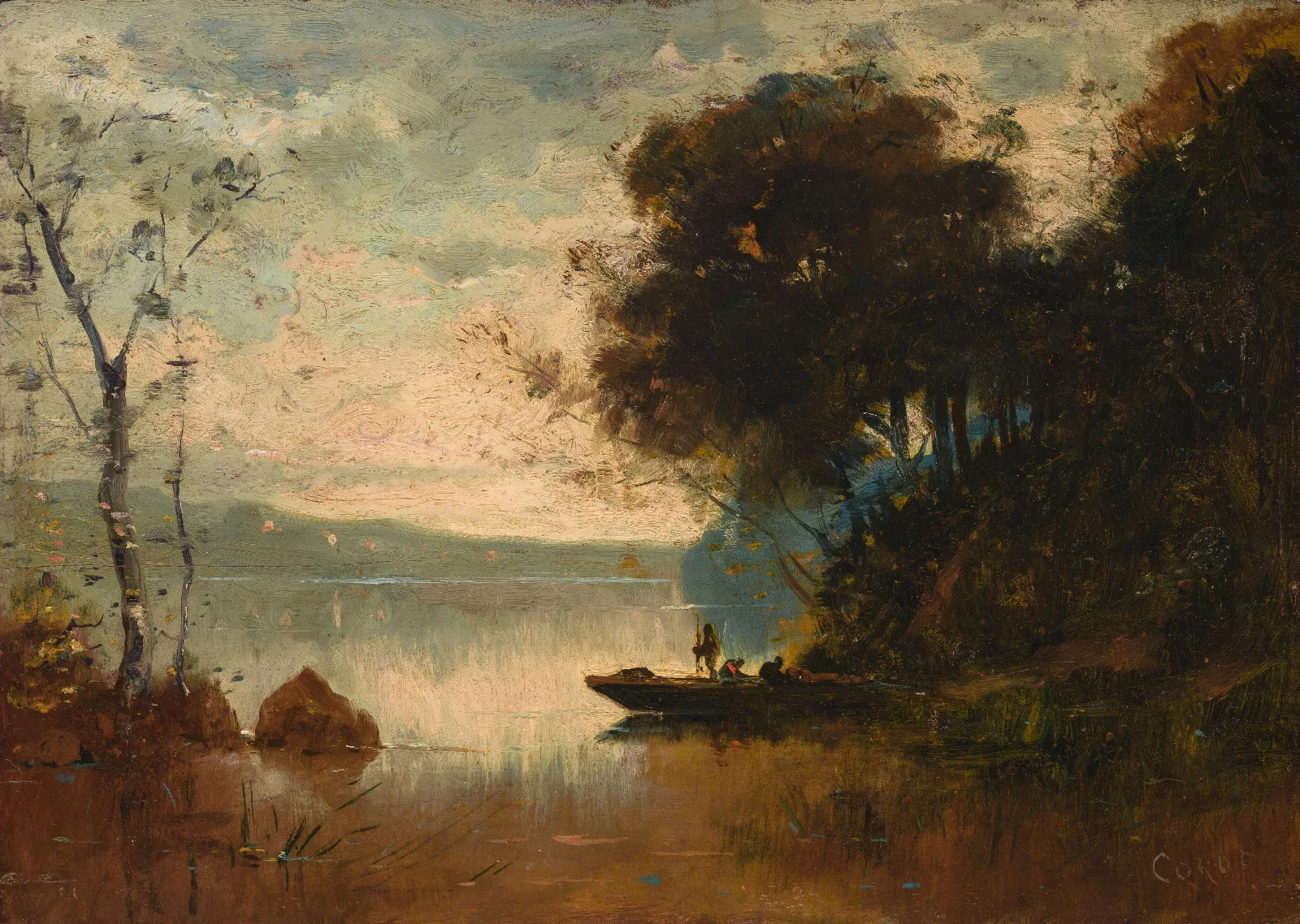 The Memory Of Riva Wall Art by Jean-Baptiste-Camille Corot - Canvas Print