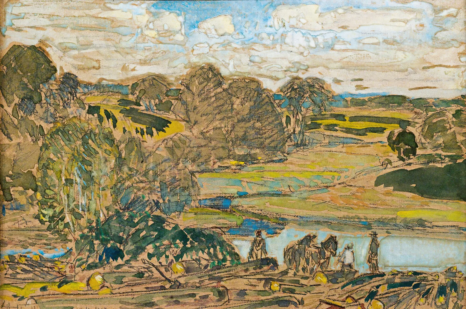 Extensive Landscape With River Wall Art by Childe Hassam - Canvas Print