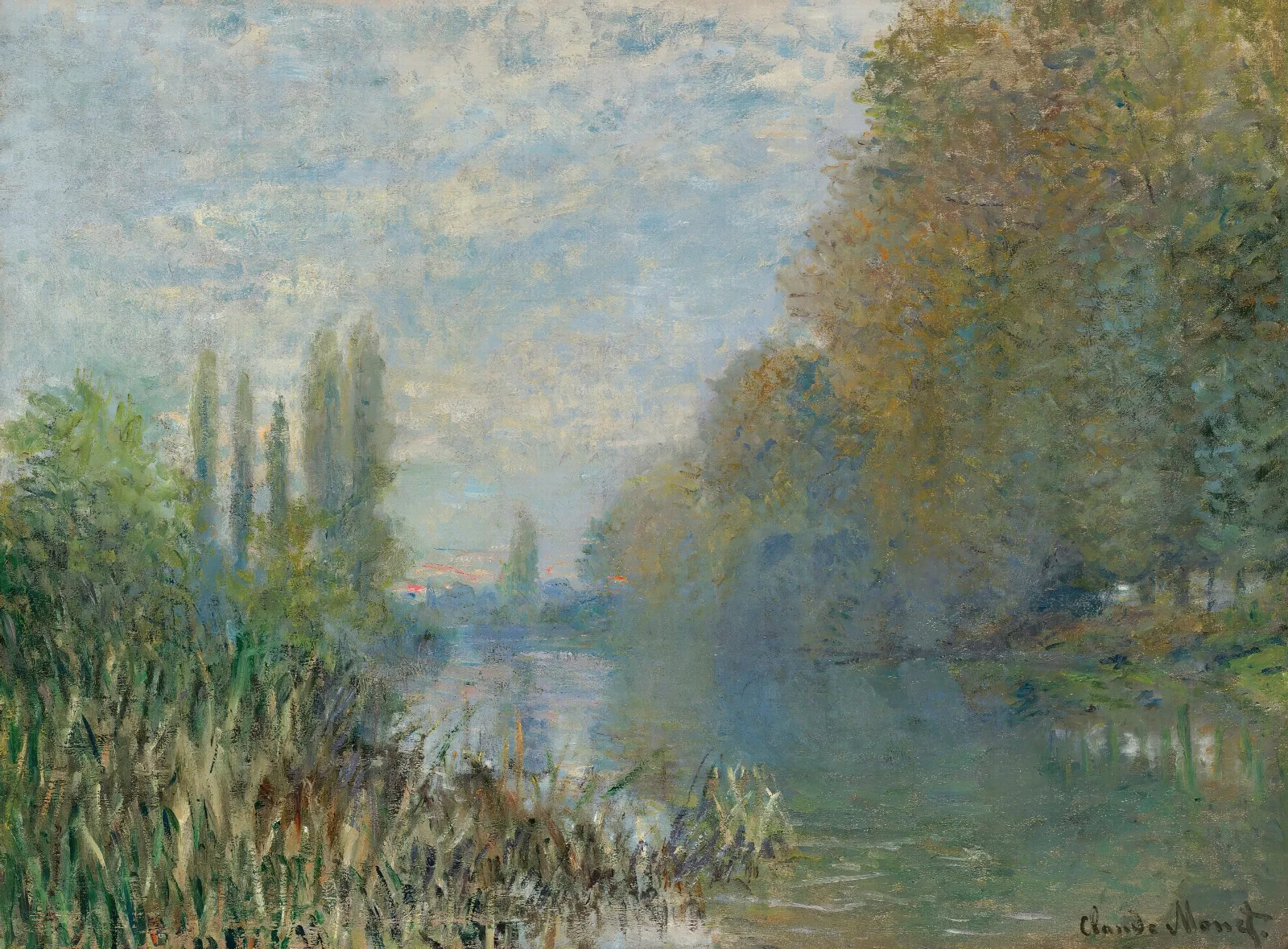 Bords De La Seine En Automne Wall Art by Claude Monet - Canvas Print