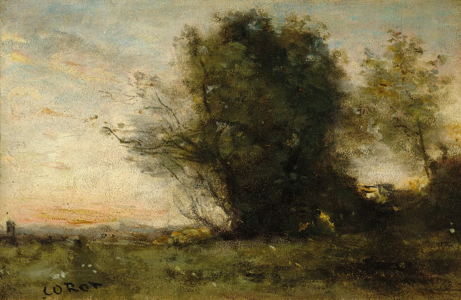 Fraicheurs Du Soir Wall Art by Jean-Baptiste-Camille Corot - Canvas Print