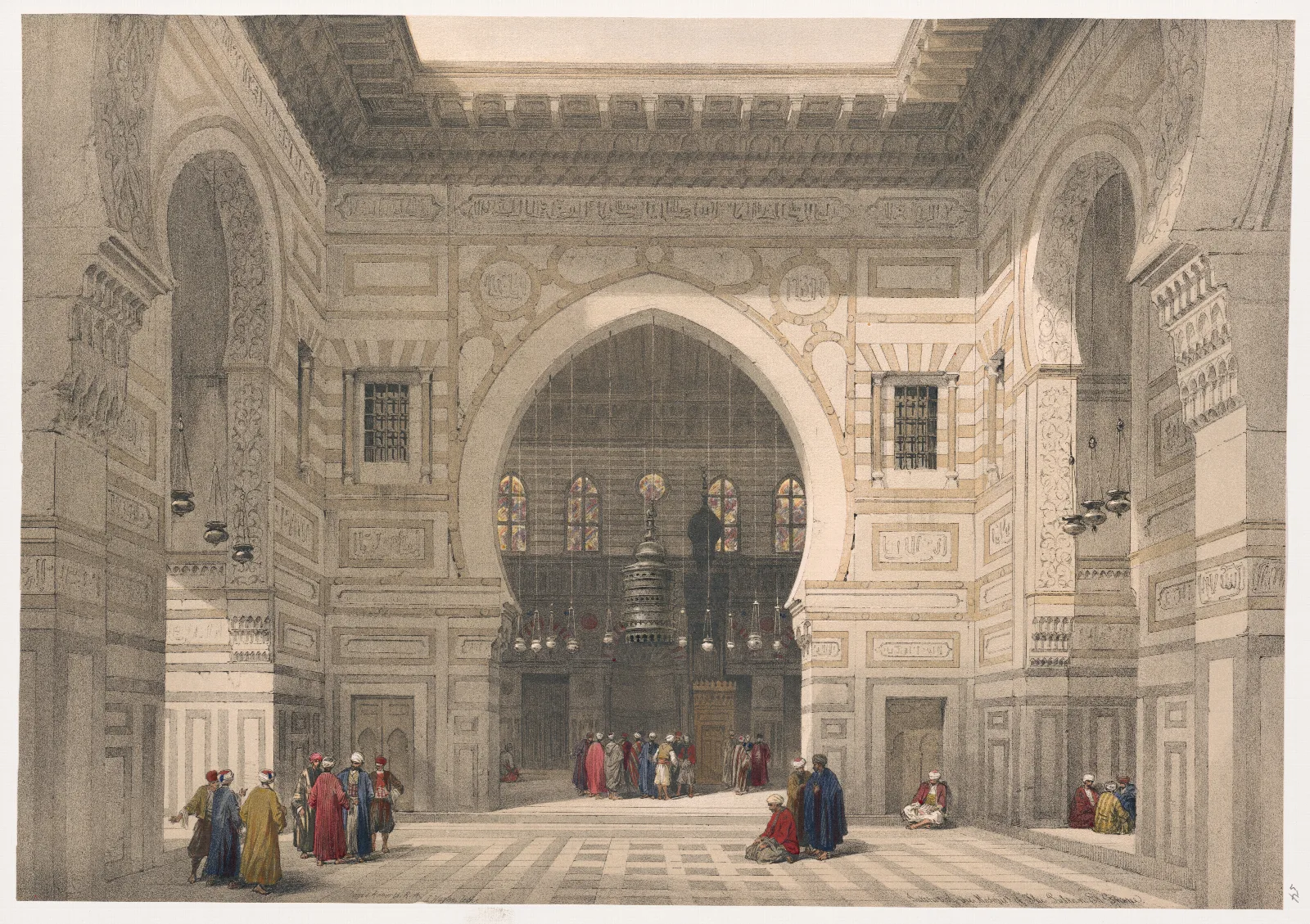 Interior Of The Mosque Of The Sultan El Ghoree Masjid Al Ghuri Wall Art by David Roberts - Canvas Print