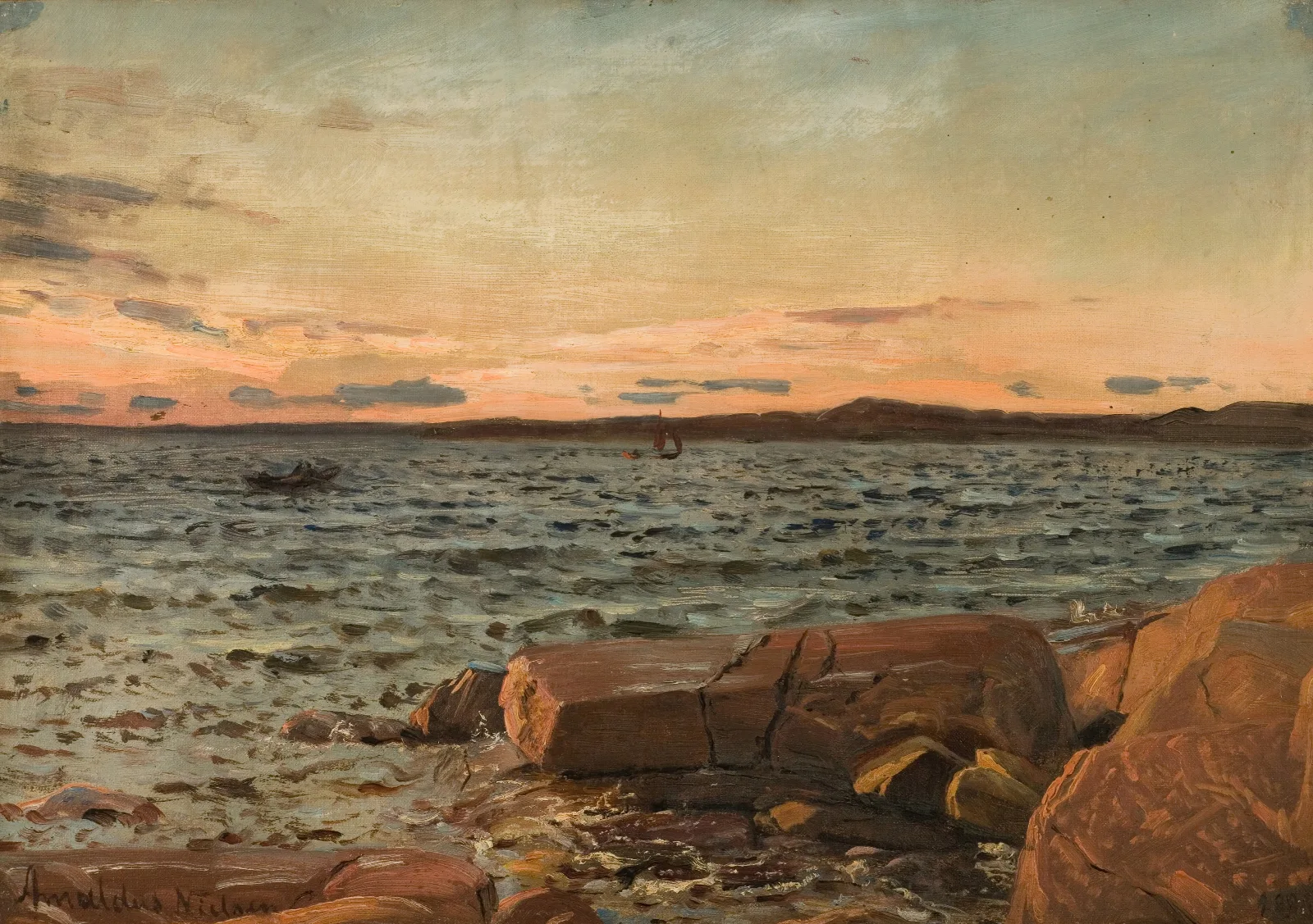 Solgangsvind Hvaloene Wall Art by Amaldus Nielsen - Canvas Print