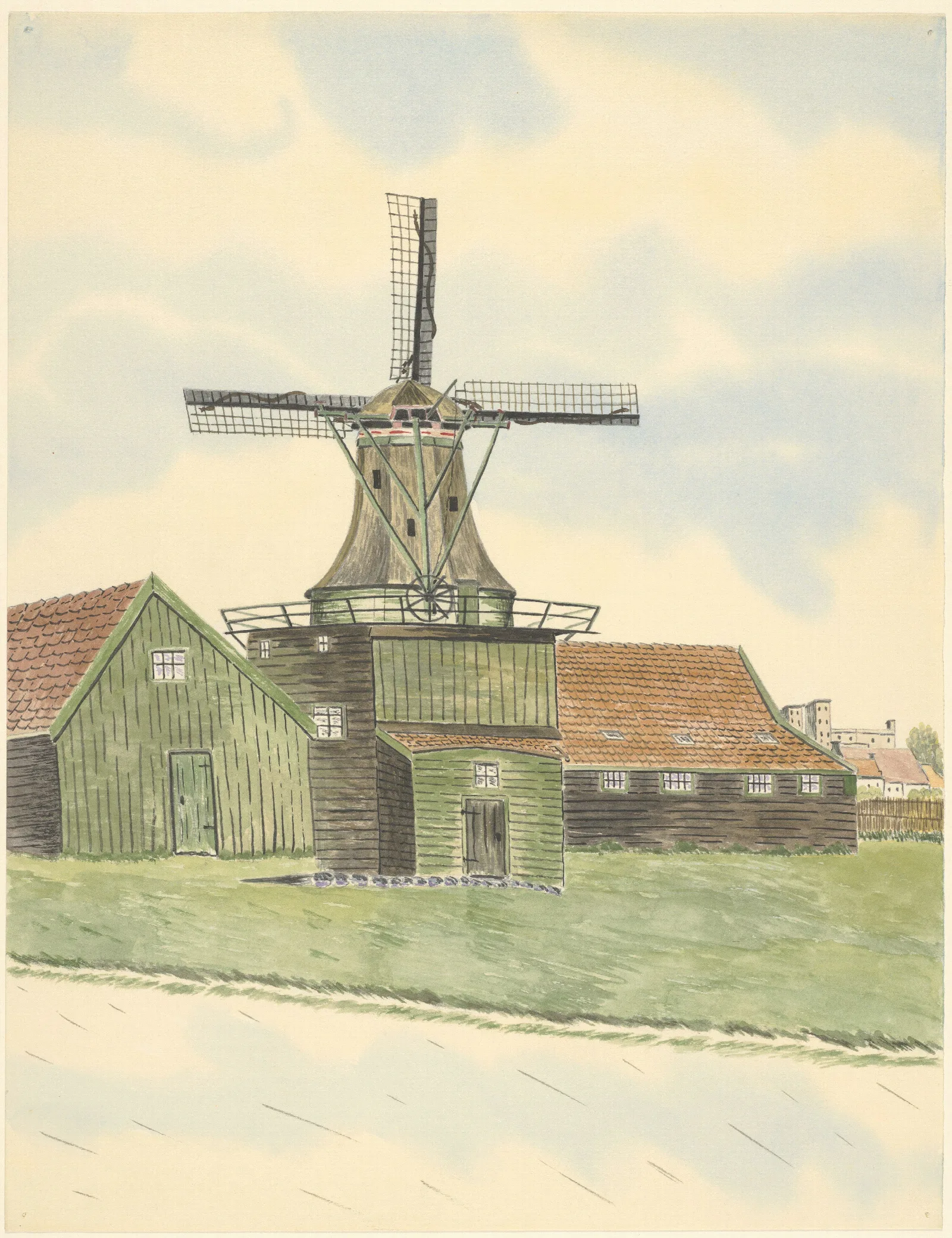 Molens Blauwselmolen De Huisvrouw Blauwepad Wall Art by Johannes Nicolaas Eijman - Canvas Print