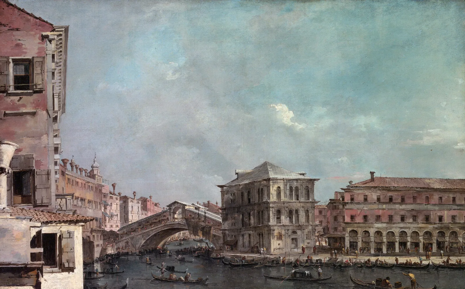 The Grand Canal Above The Rialto Wall Art by Francesco Guardi - Canvas Print