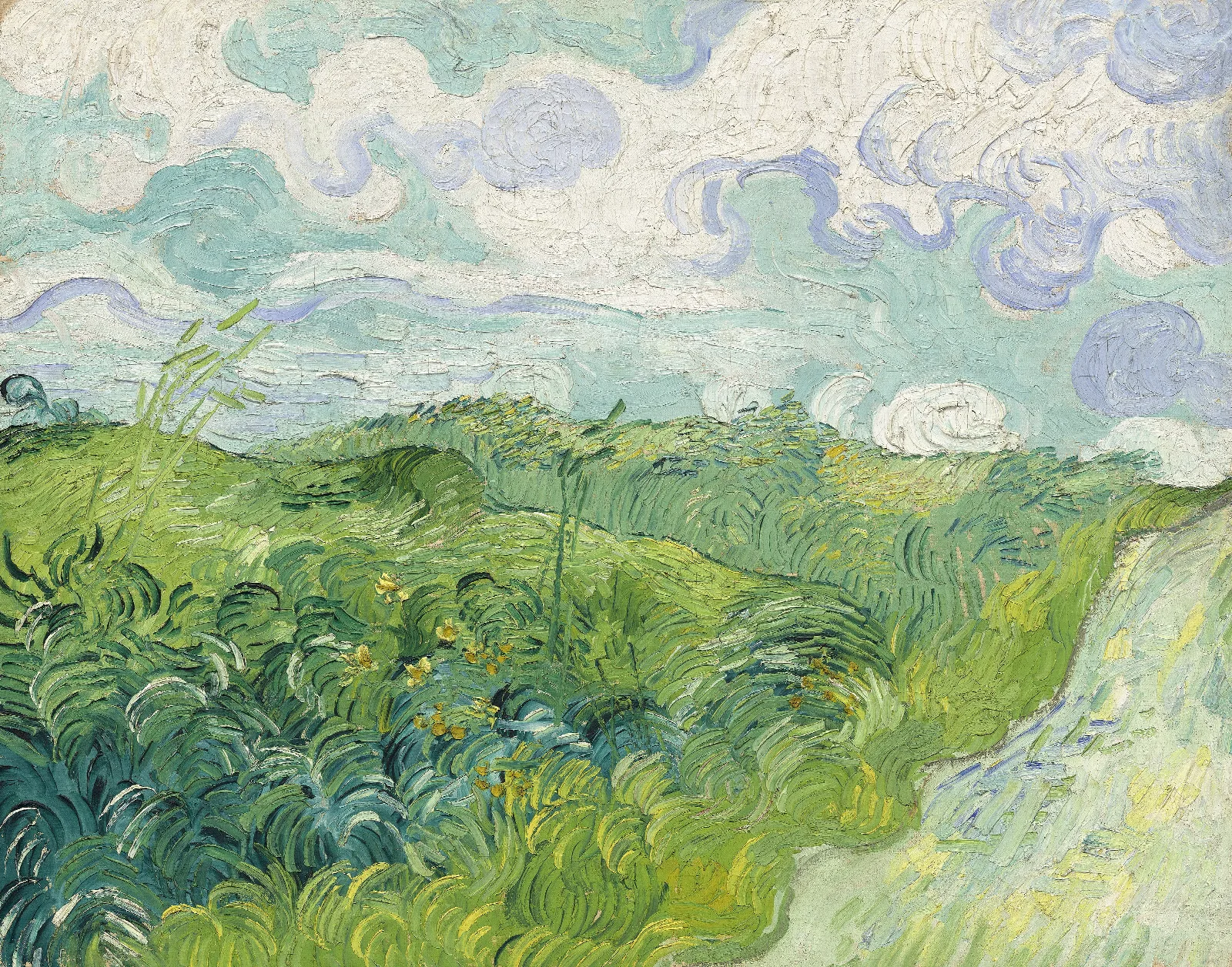 Green Wheat Fields Wall Art by Vincent van Gogh - Canvas Print