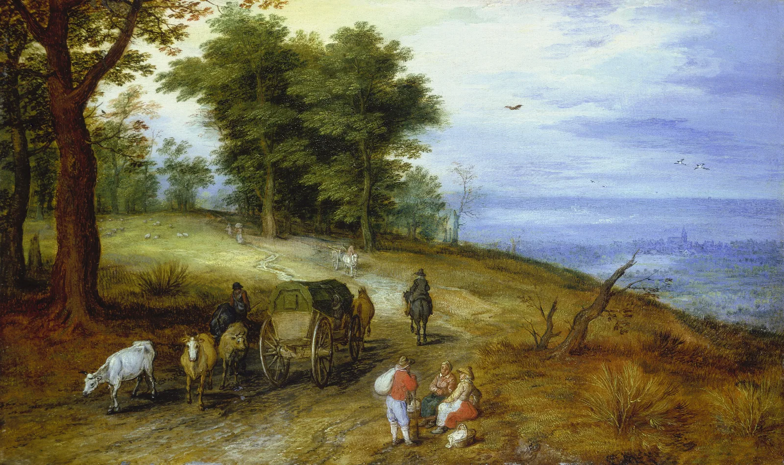 Wooded Landscape With Figures 5 Wall Art by Jan Brueghel The Elder - Canvas Print