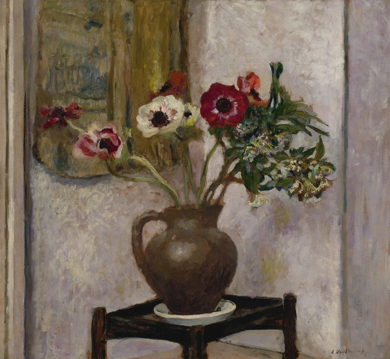 Vase Danemones 2 Wall Art by Édouard Vuillard - Canvas Print