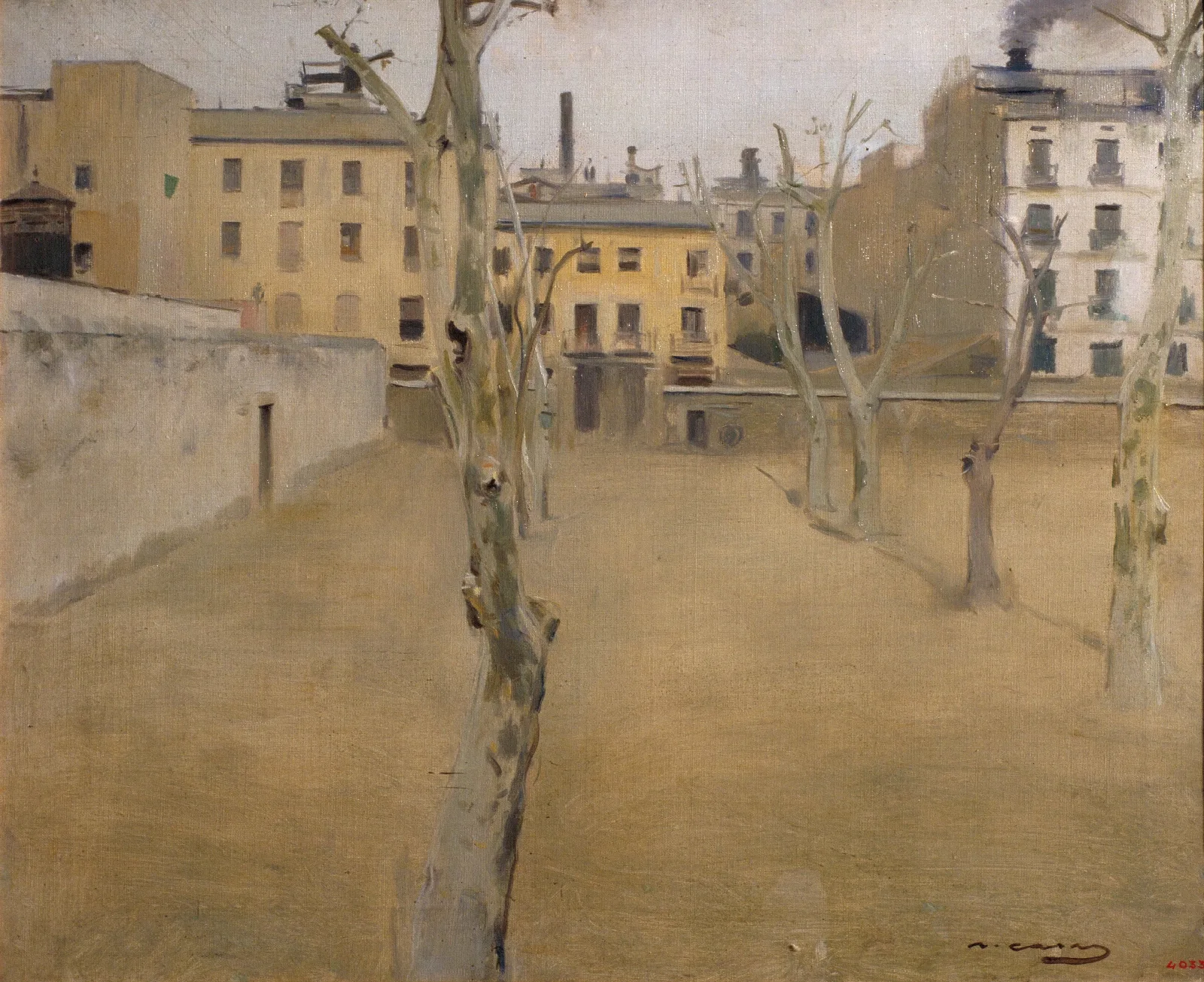 Courtyard Of The Old Barcelona Prison Courtyard Of The Lambs Wall Art by Ramón Casas - Canvas Print
