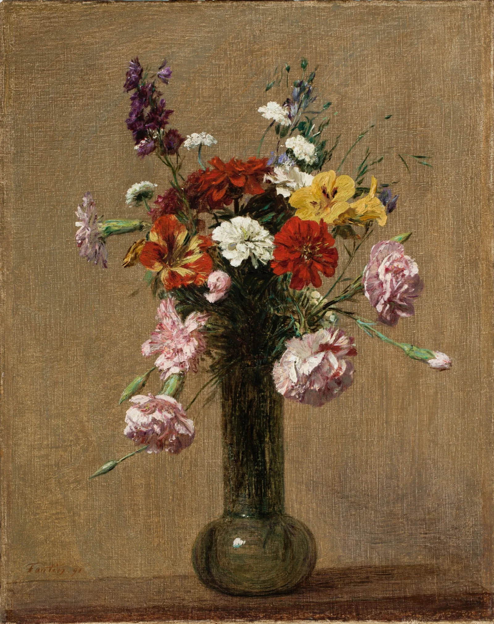 Fleurs Diverses Dans Un Vase Wall Art by Henri Fantin-Latour - Canvas Print