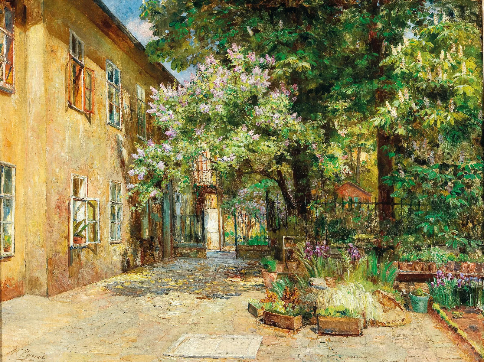 A View Of The Courtyard At No 8 Dreilaufergasse 1070 Vienna Wall Art by Marie Egner - Canvas Print
