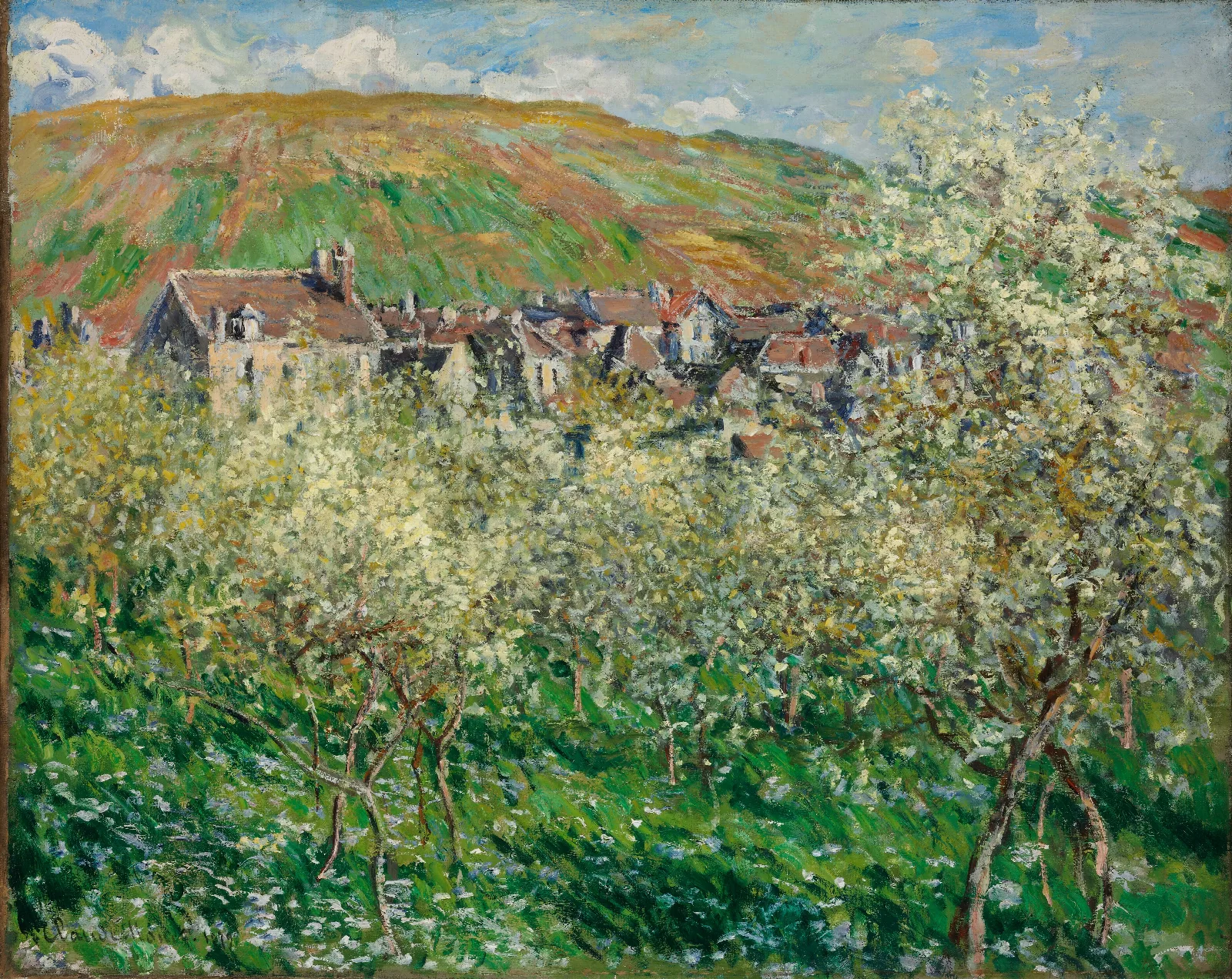 Flowering Plum Trees Wall Art by Claude Monet - Canvas Print