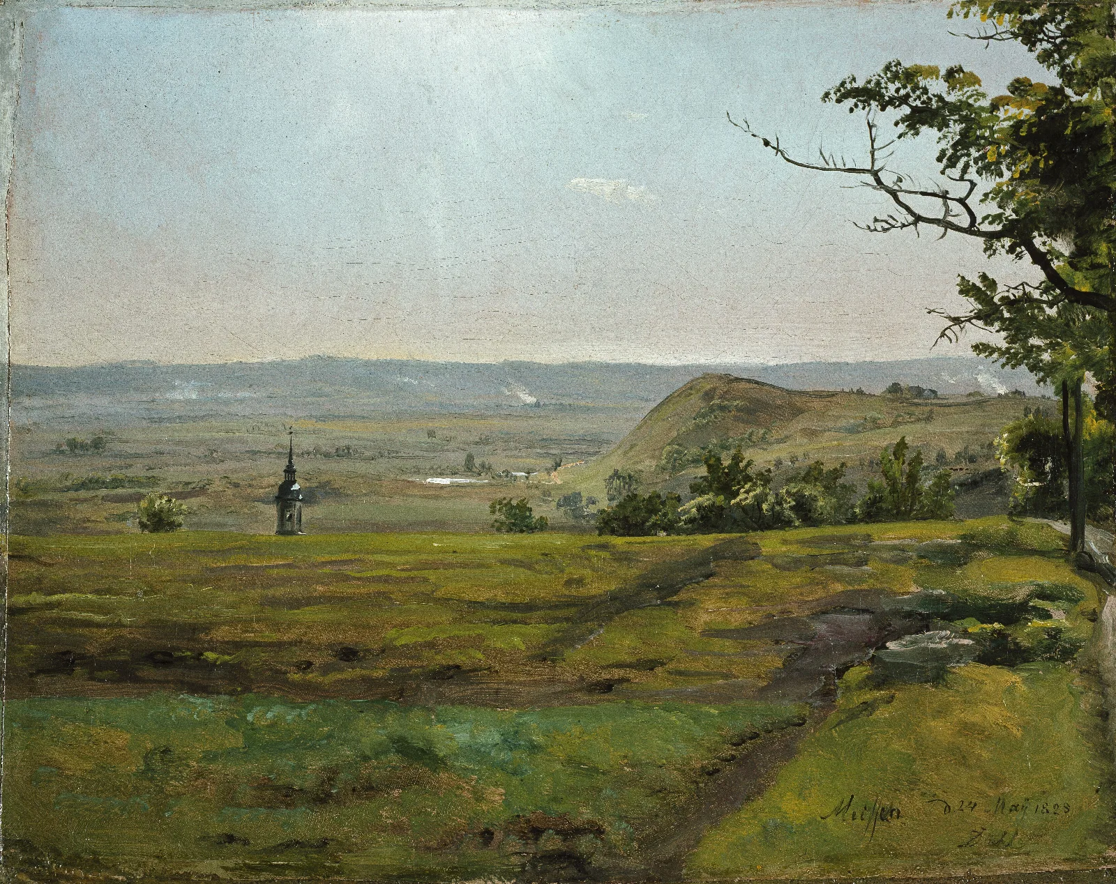 Green Fields Near Meissen Wall Art by Johan Christian Dahl - Canvas Print