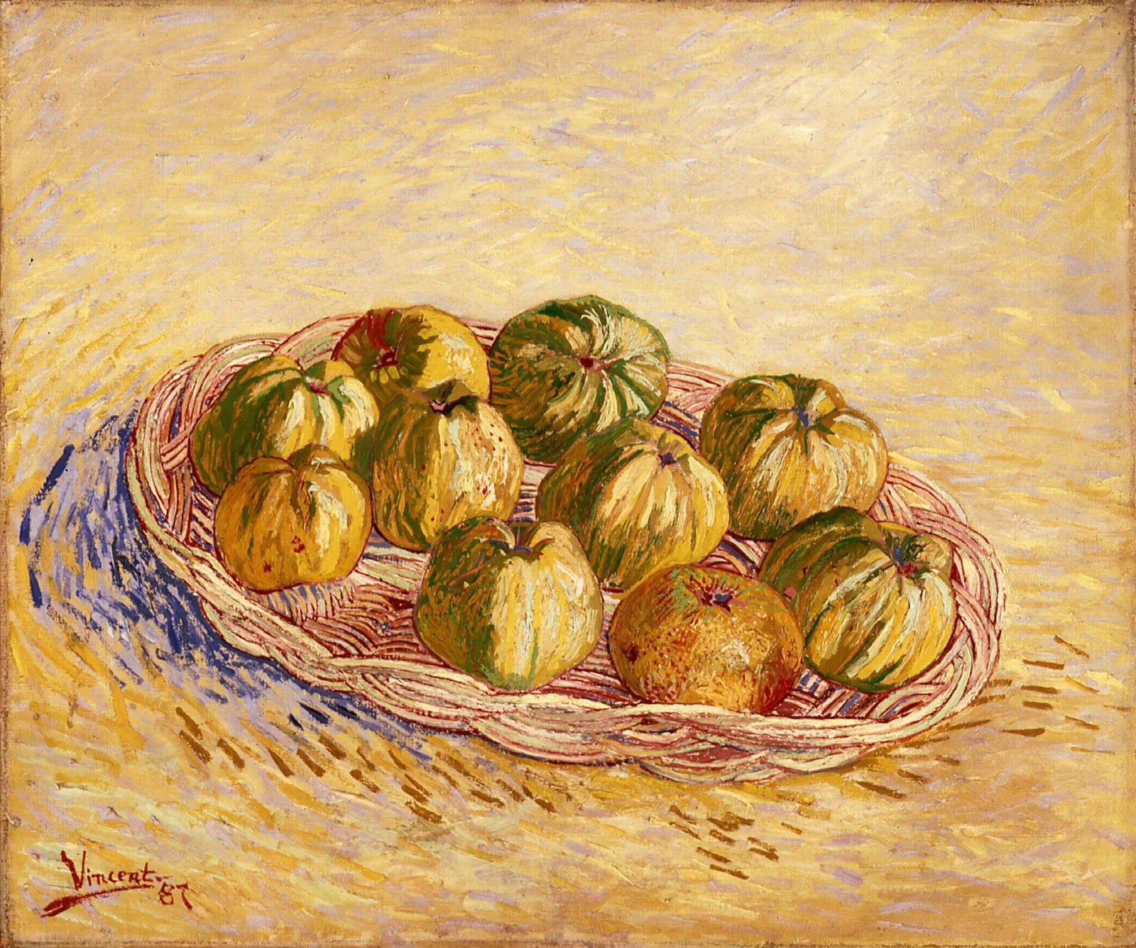 Still Life Basket Of Apples Wall Art by Vincent van Gogh - Canvas Print