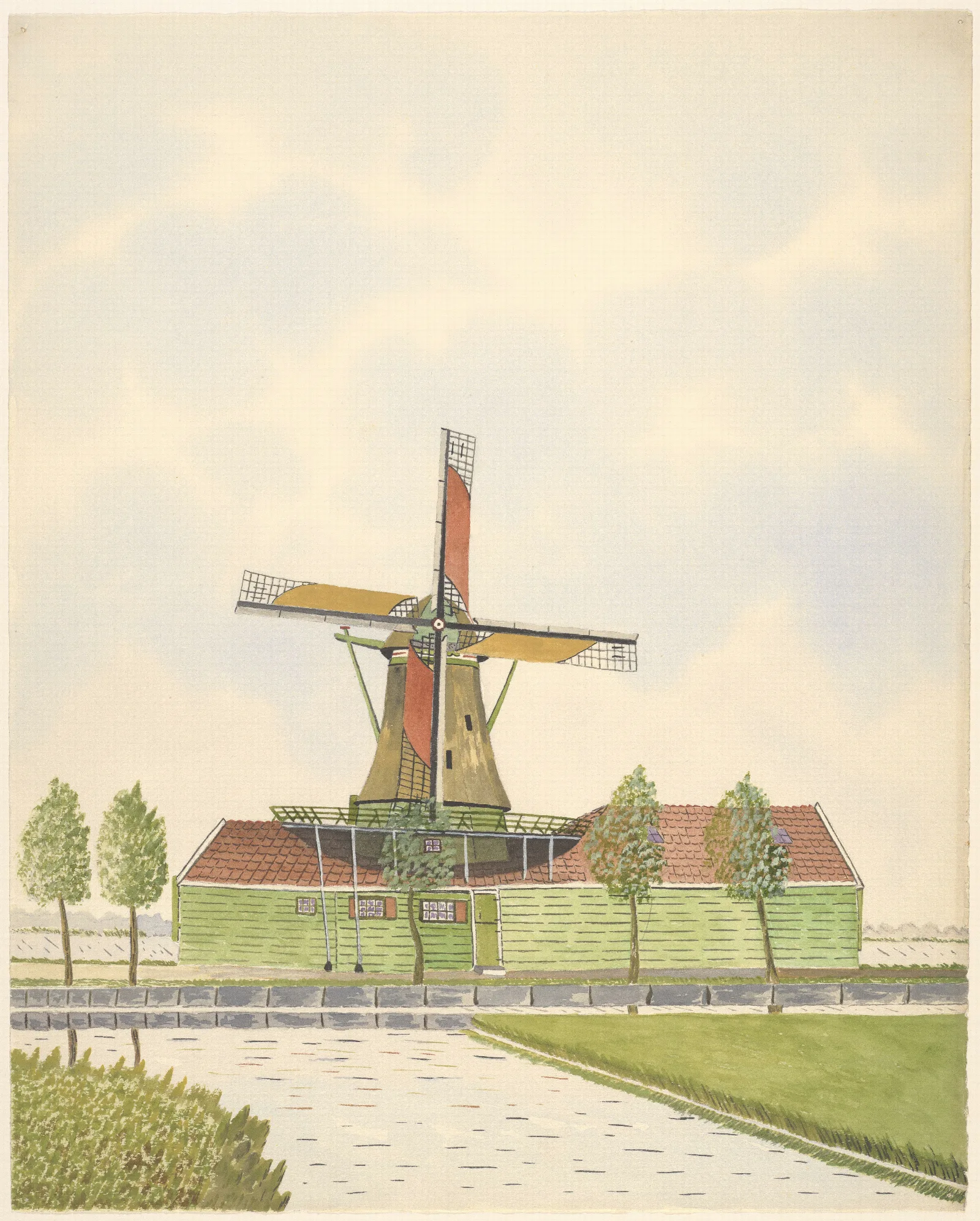 Molen De Koperslager Zaandijkerwegje Wall Art by Johannes Nicolaas Eijman - Canvas Print