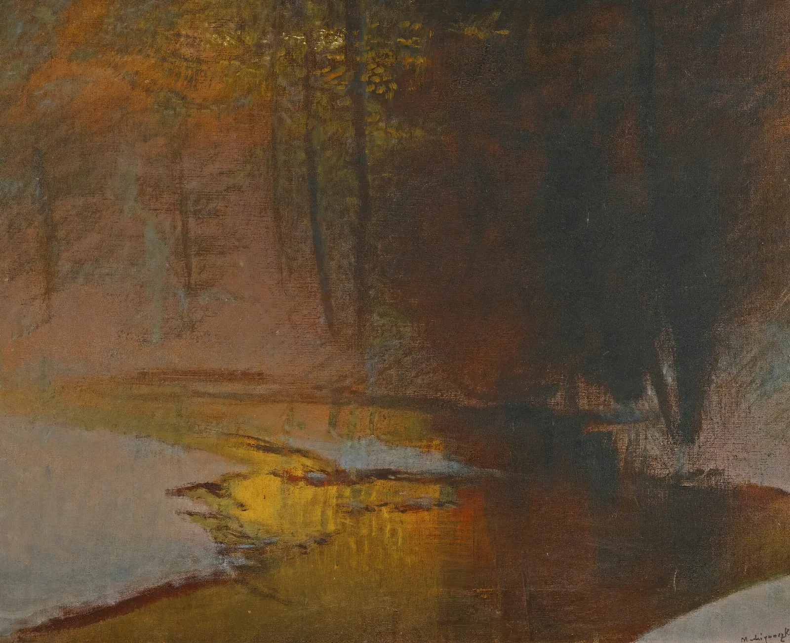 Snowy River At Sunset Wall Art by Ladislav Mednyánszky - Canvas Print