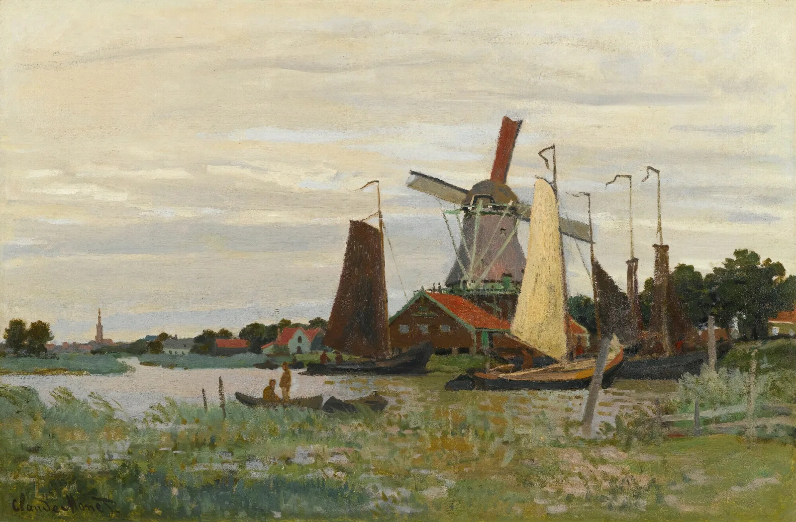 Un Moulin A Zaandam Wall Art by Claude Monet - Canvas Print