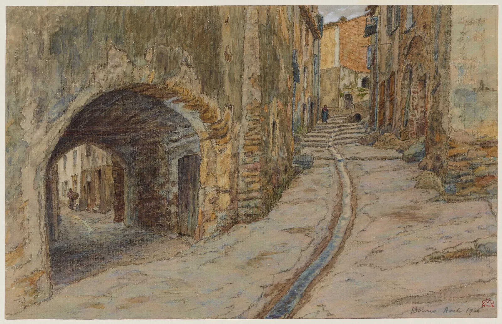 Rue Rompi Cou Bormes Wall Art by Henri Rivière - Canvas Print