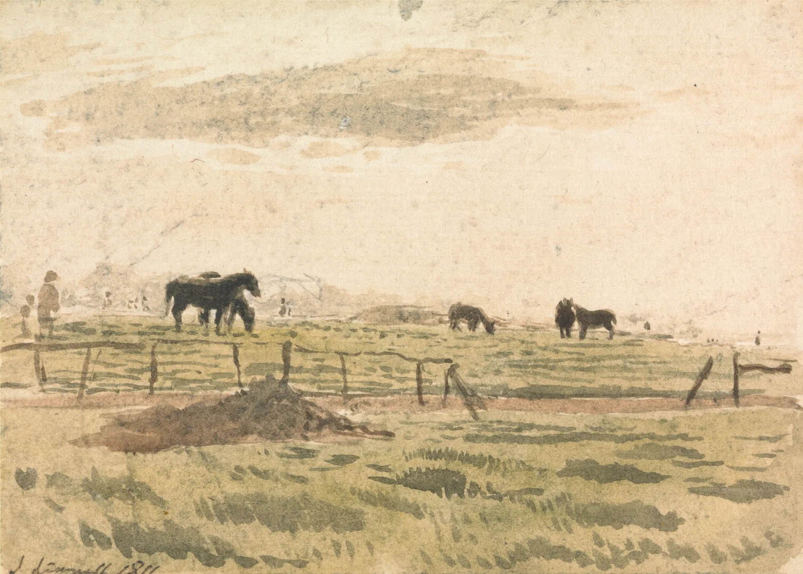 Horses In A Paddock Wall Art by John Linnell - Canvas Print