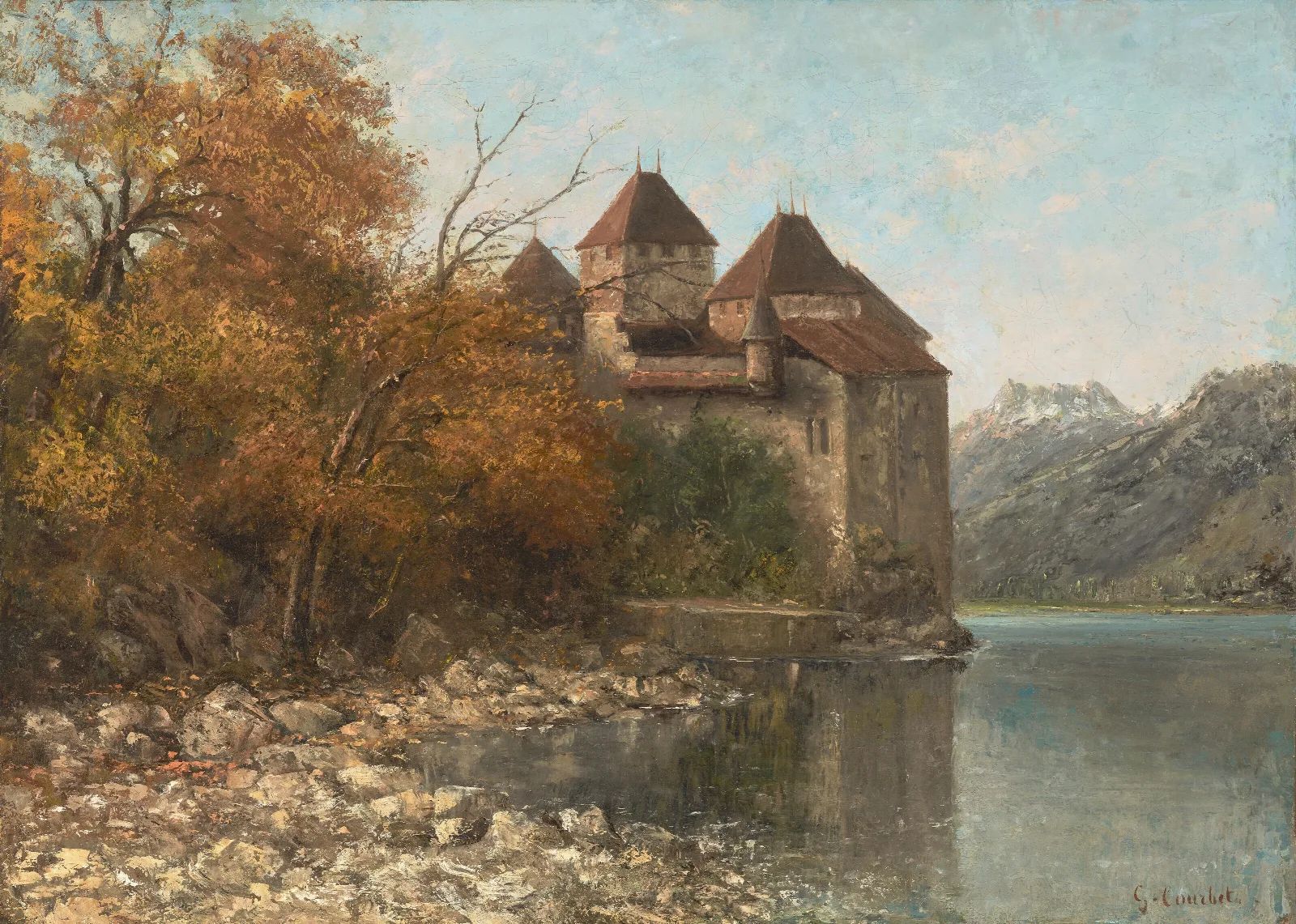 Le Chateau De Chillon Lake Geneva 2 Wall Art by Gustave Courbet - Canvas Print
