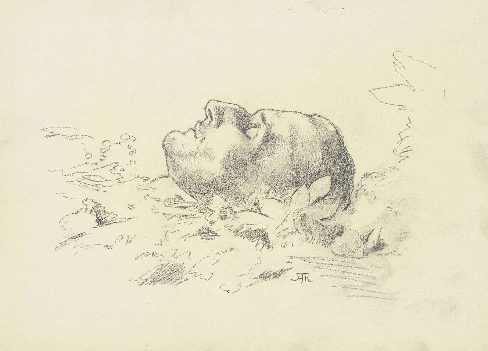 Otto Kuchler Auf Dem Totenbett Von Links Wall Art by Hans Thoma - Canvas Print